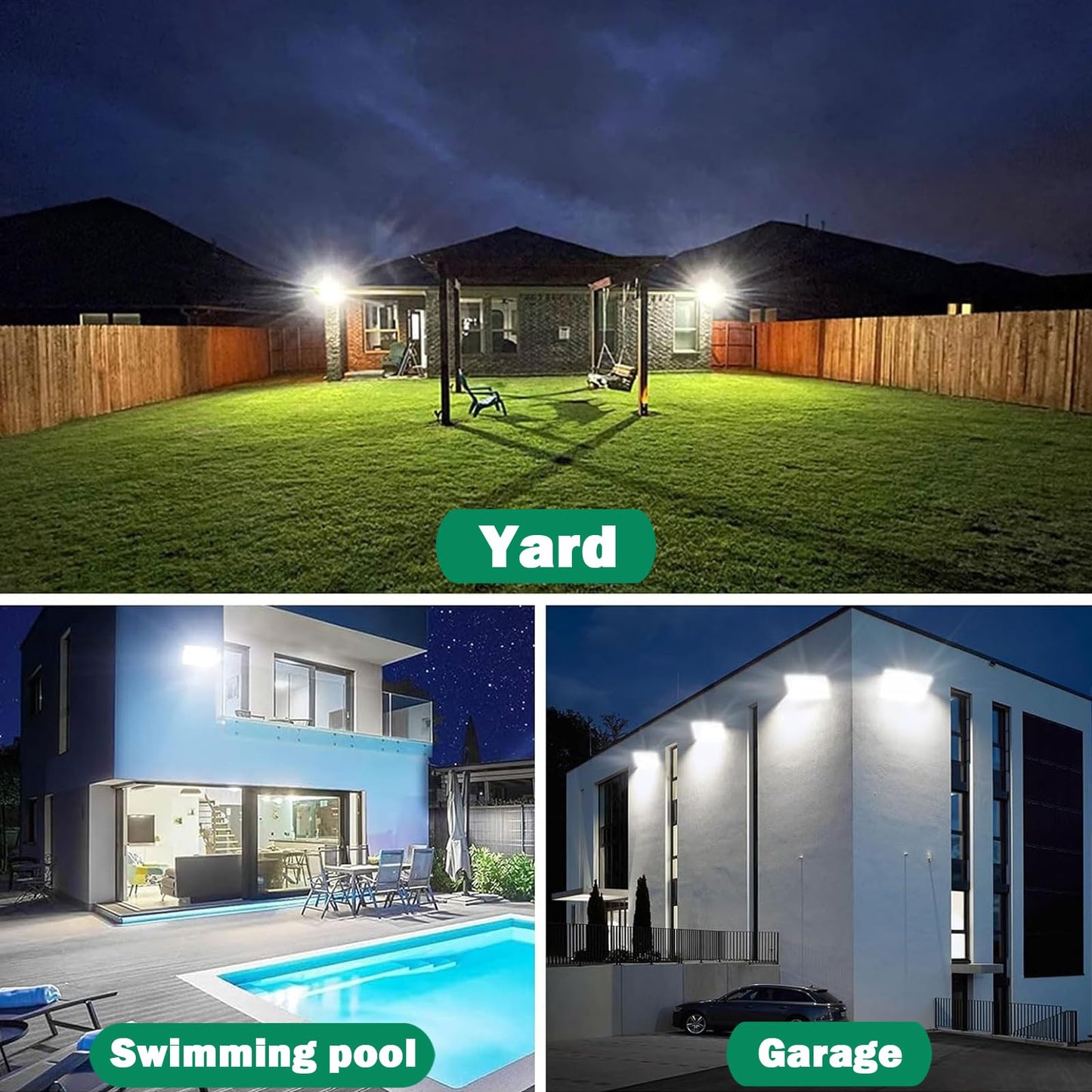 NEWREACH 150W LED Flood Light,18000LM Floodlight with Plug,IP66 Waterproof Outdoor Lights, 5000K Daylight White Security Lights,Outdoor Floodlights for Yard Stadium Garden（2 Pack）
