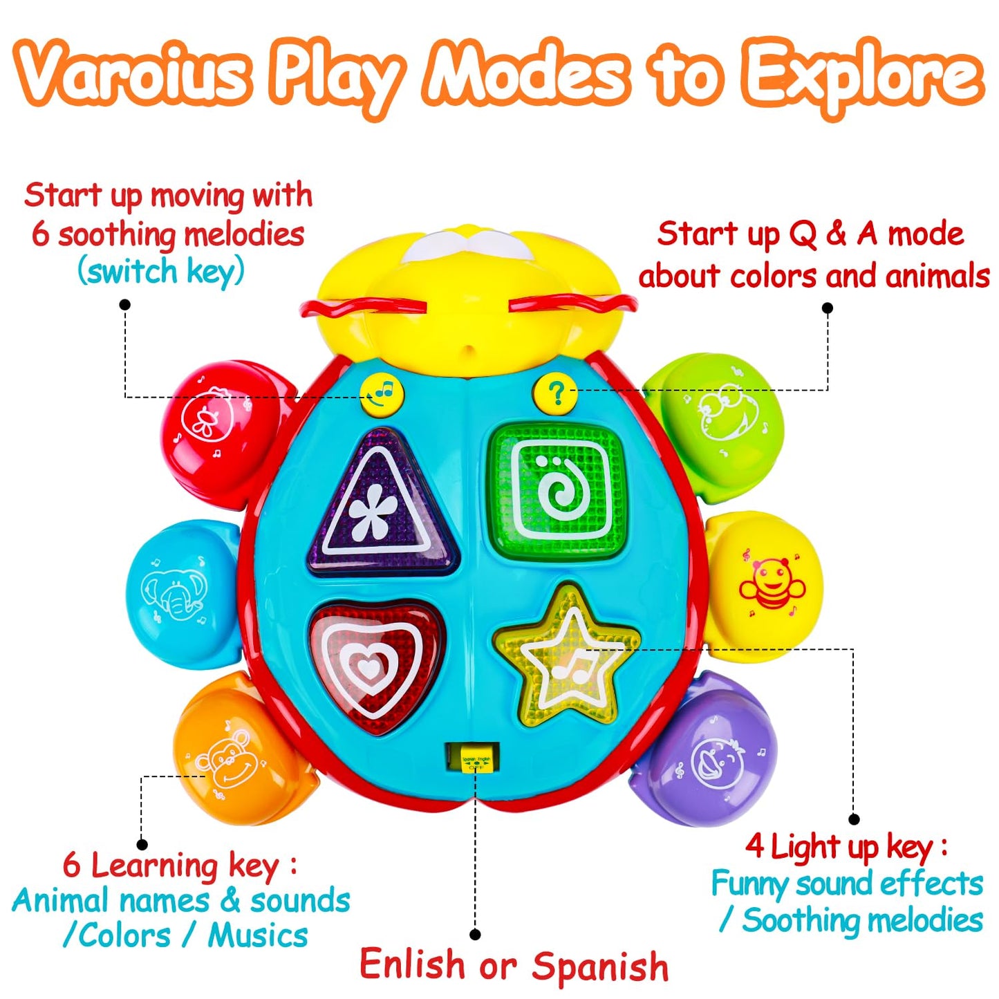 Baby Toys 6-12-18 Months, Tummy Time Toy for 1+ Year Old Learning Crawling Walking Baby Toy for 6 7 8 9 10 11 12 Month Old Infant Light Up Musical Development Toys for Babies Boys Girls Gifts