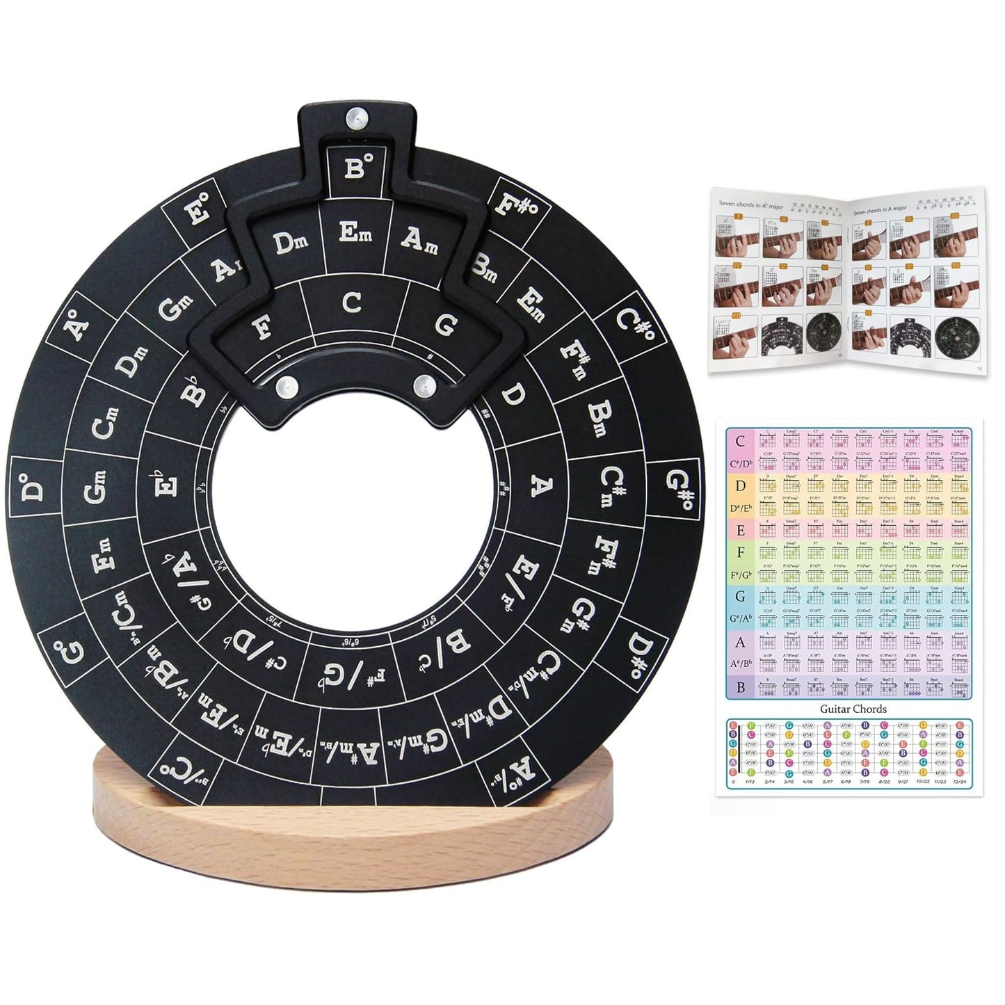 Rockhouse Circle of Fifths Wheel Metal Melody Tool Chord Wheel with Stand Holder - Music Theory Learning Tool for All Instrument Musicians Songwriting