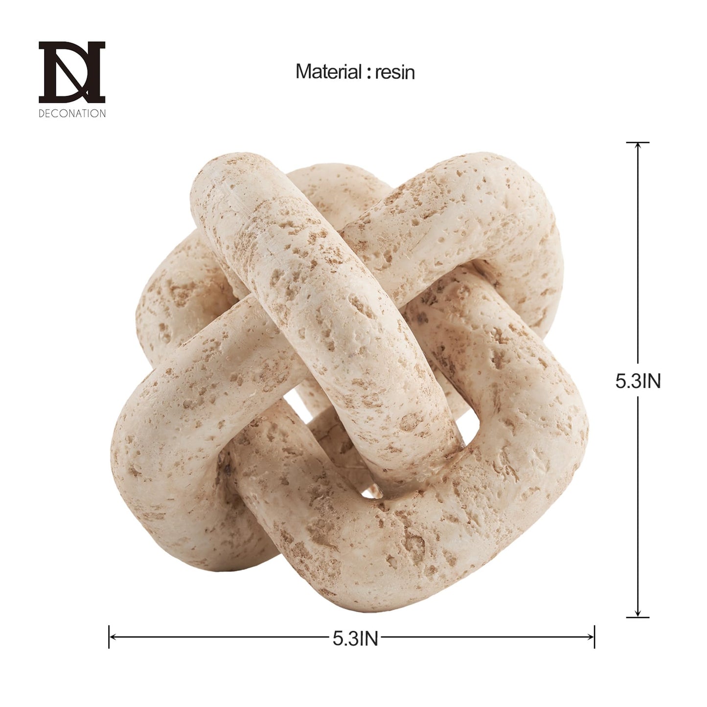 DN DECONATION 3 Link Knot Decor, Beige Travertine Coffee Table Decoration, Boho Chain Link Decor, Modern Shelf Entryway Objects for Home Living Room Farmhouse Bedroom Inspired Aesthetic Art