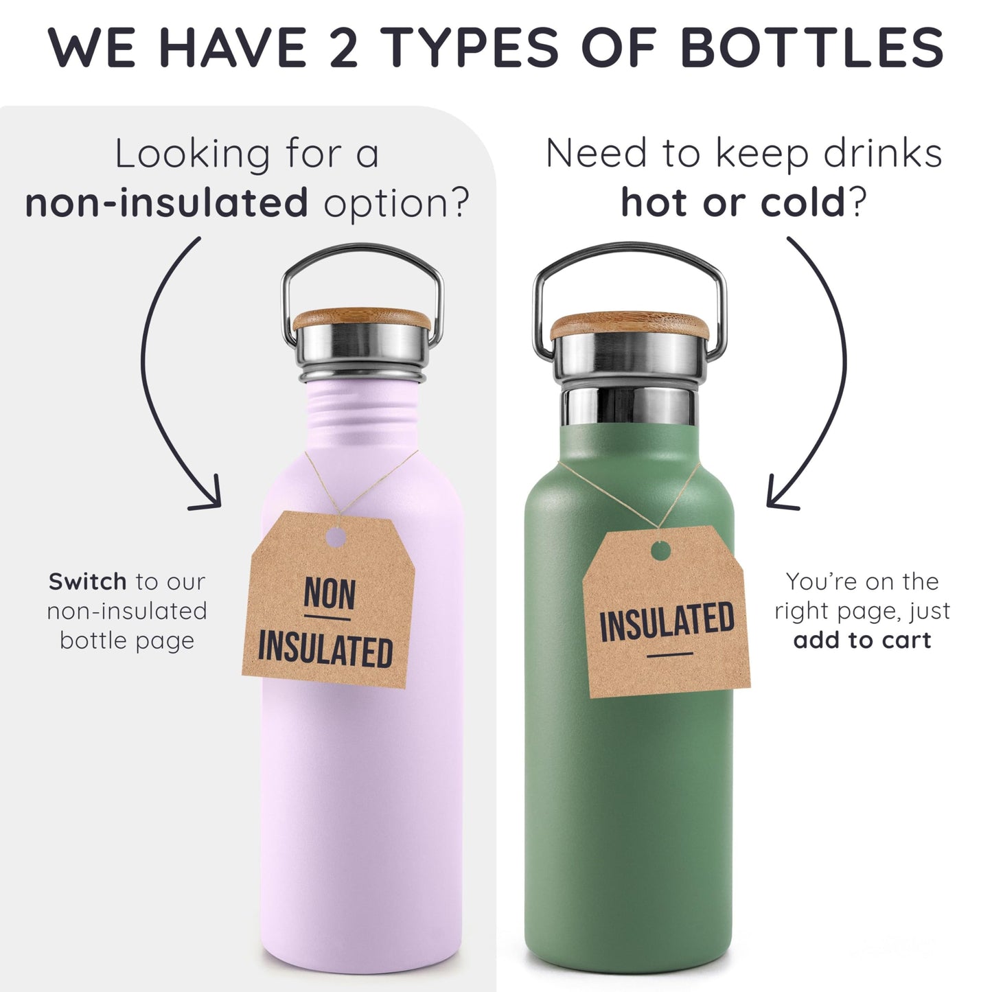 Bambaw Insulated Stainless Steel Water Bottle 32 oz, Dishwasher Safe Water Bottles with Handle, Easy to Clean, Great for Travel, Keeps Drinks Hot for 12h & Cold for 24h (Silver)