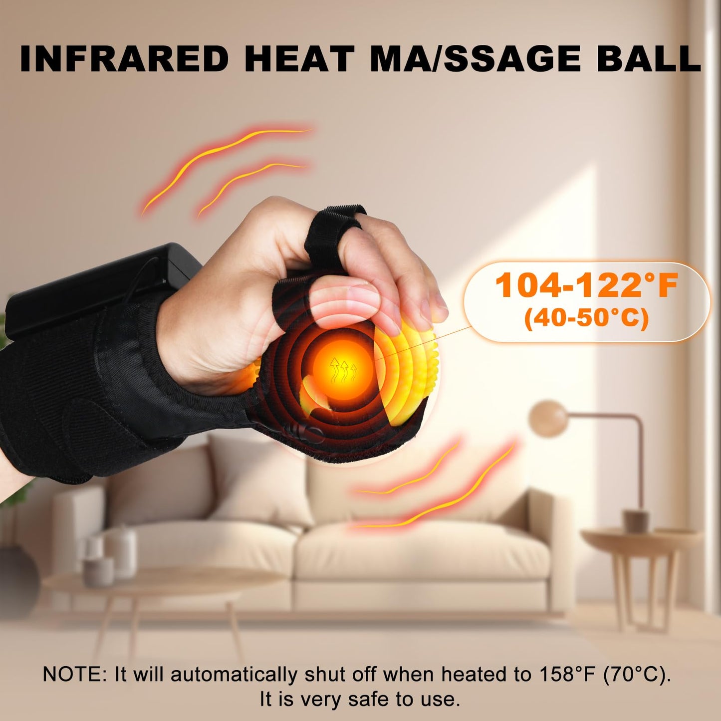BUIFAC Infrared Electric Hot Compress, Hand Reha/bilitation Ma/ssage Ball, Passive Finger Training to Prevent Finger Flexion