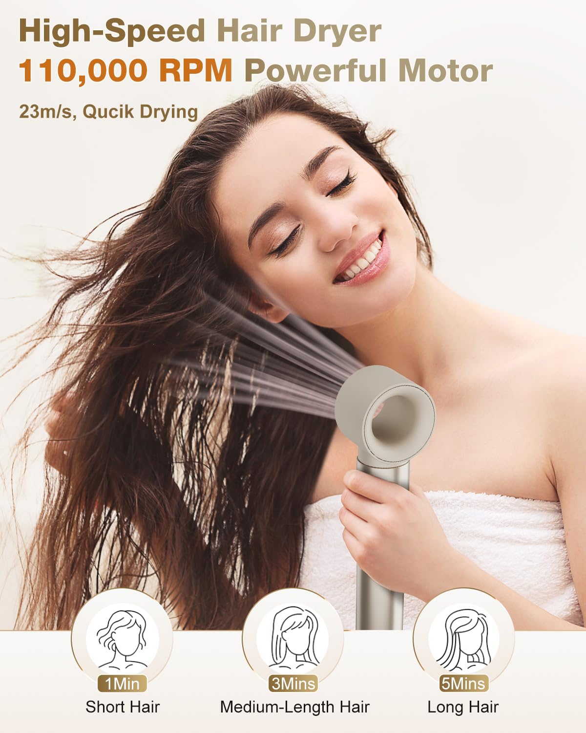 7MAGIC Hair Dryer Brush & 6 in 1 Hair Styler, Silver, 110 Volts, 1200 Watts, Ionic Technology, Fast Drying, Multi Styler for Straight, Wavy, Curly, and Coily Hair,Rose Gold