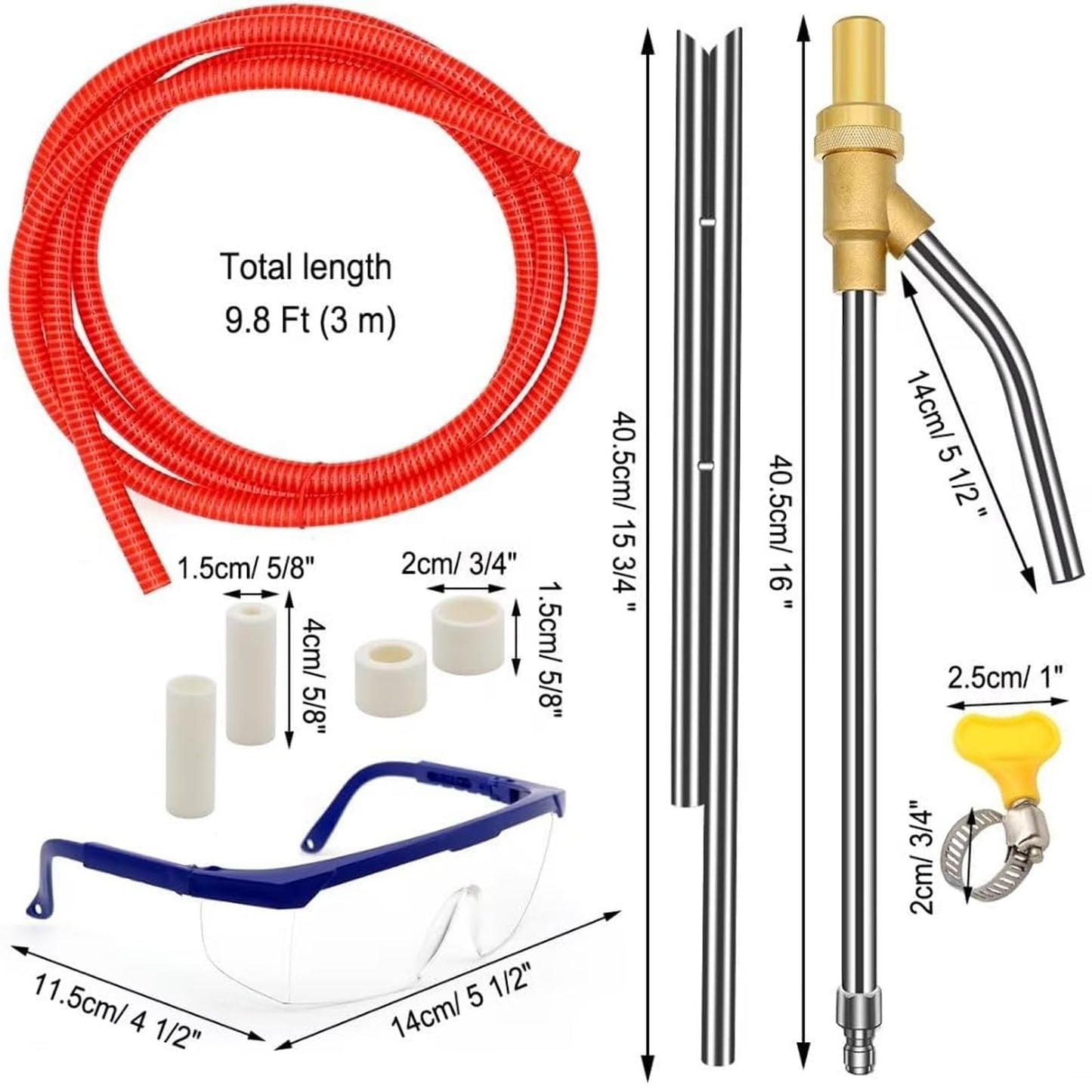 Pressure Washer Sandblasting Kit, Wet Abrasive Sandblaster Attachment, High Pressure 5000 PSL Sand Blaster 1/4 Inch Quick Disconnect Sandblaster Kit, with Replacement Nozzle Tips, Protect Glasses