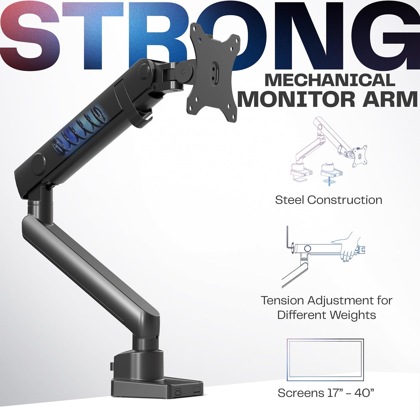 VIVO Premium Aluminum Full Motion Single Monitor Desk Mount Stand with Lift Engine Arm, Fits Screens up to 32 inches, STAND-V101BB