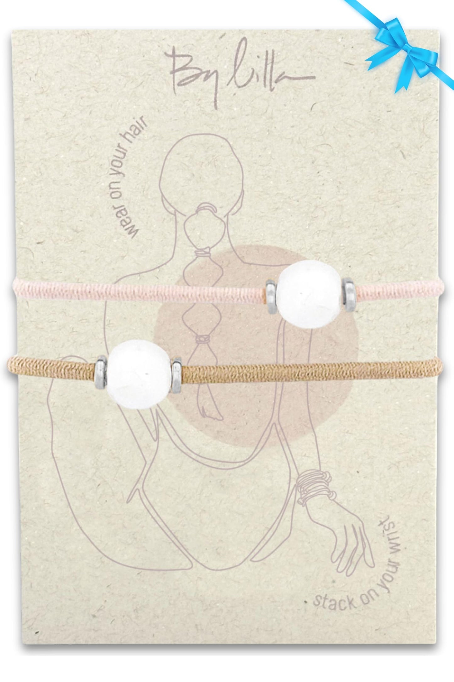 By Lilla Hair Ties for Women No Damage – The Original Bracelet Hair Tie – Hand Made Jewelry with Luxury Elastic and Tarnish Free Gold and Silver – Boho Hair Accessories and Wrist Stacks (Halo)