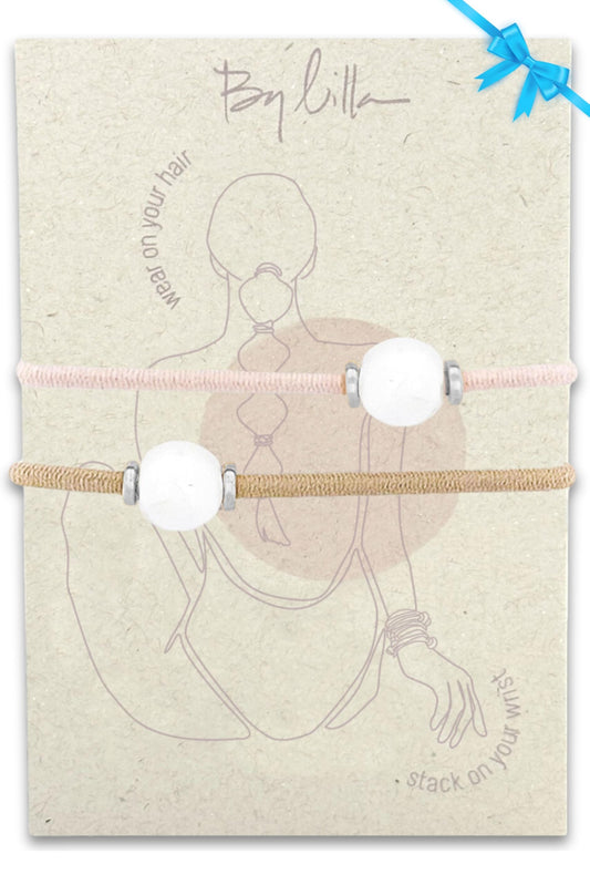 By Lilla Hair Ties for Women No Damage – The Original Bracelet Hair Tie – Hand Made Jewelry with Luxury Elastic and Tarnish Free Gold and Silver – Boho Hair Accessories and Wrist Stacks (Halo)