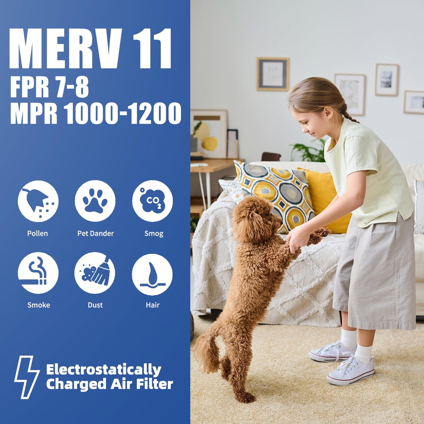 Deepure 16X25X1 MERV 11 Furnace Filter (4 Packs) - MPR 1200 FPR 7 Electrostatic Pleated Air Conditioner HVAC AC Filters