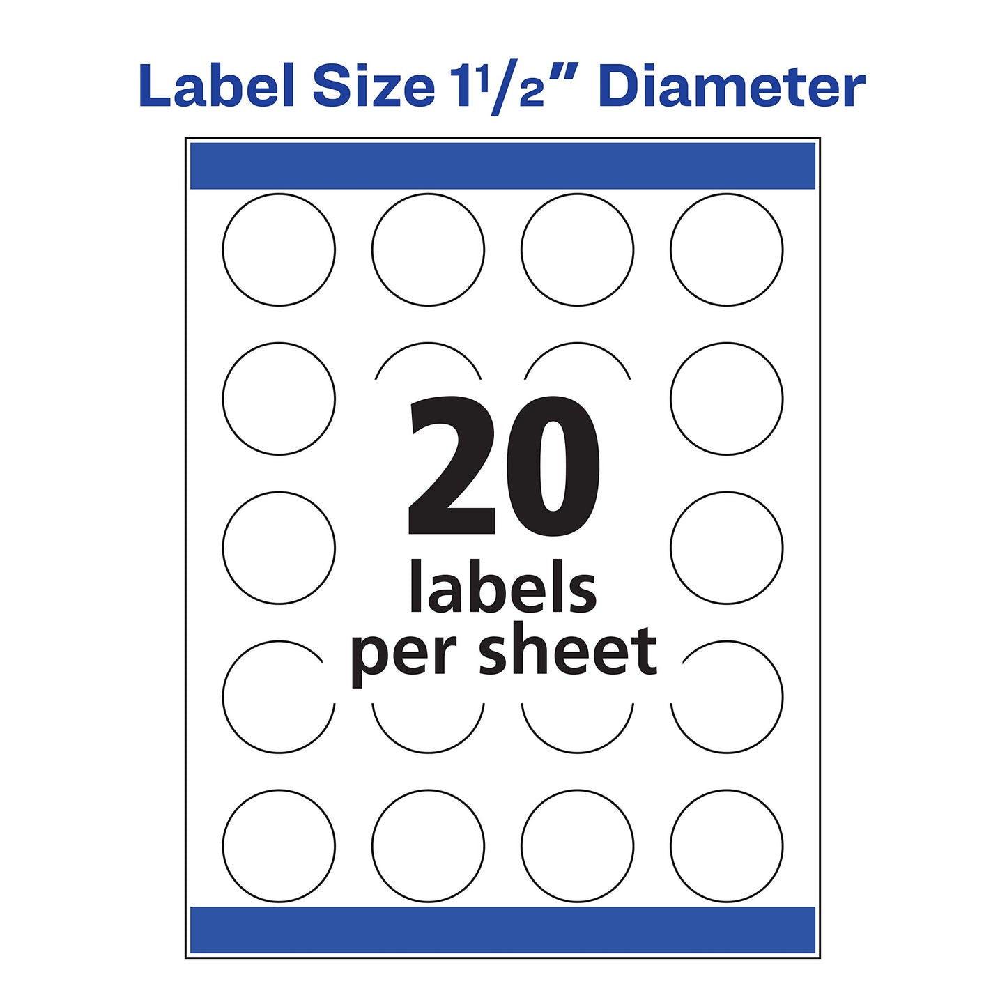 Avery® Matte White High-Visibility Labels for Inkjet Printers, 1-1/2 Inch Diameter, Pack of 400 (8293)