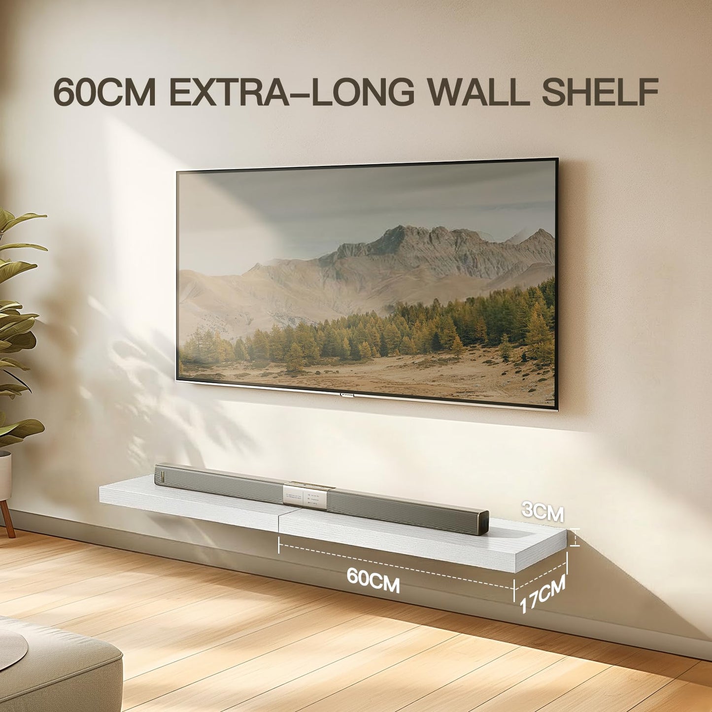 Floating Shelves Large, 24 x 7 Inch Wall Shelves for Bathroom, Bedroom, Kitchen, Shelves for Wall Decor Set of 2, White - AMFS06