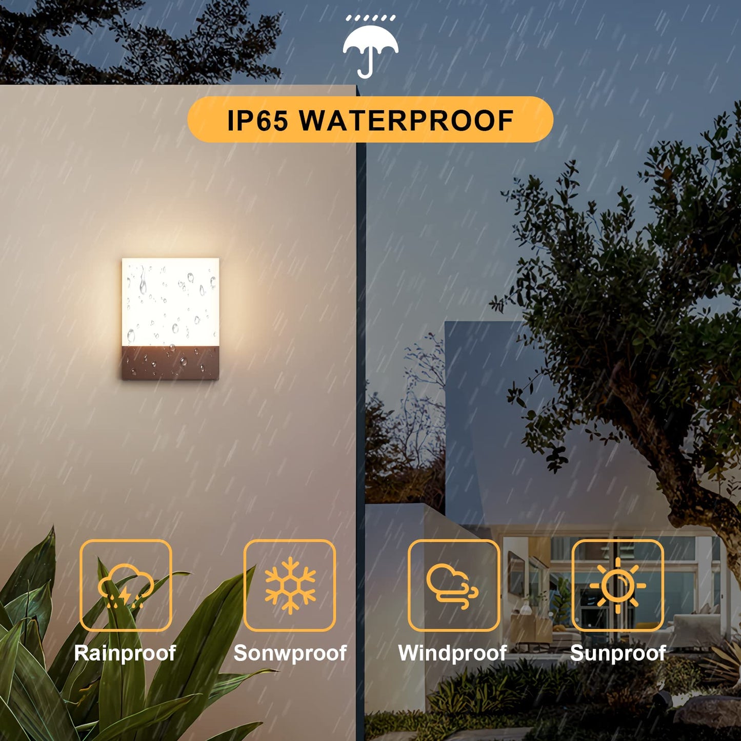Aoceley Modern Outdoor LED Wall Light,24W 3000K Wall Porch&Patio Light,IP65 LED Exterior Wall Lights Fixtures,Low Profile Wall Sconce for House Yard Garage Walkway Garden(Rust Red,1-Pack)