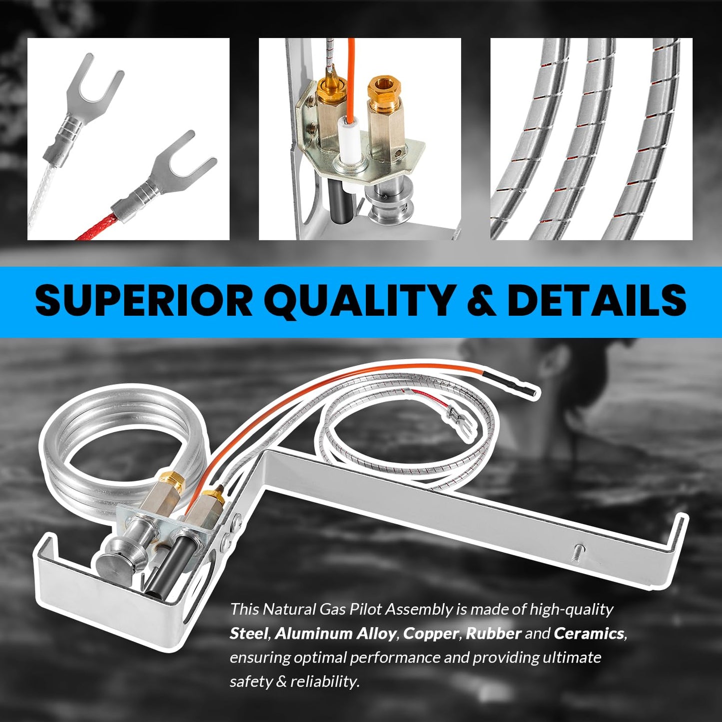 usvehj HAXPLT1931 Natural Gas Pilot Assembly Kit - fit for Hayward H-Series Millivolt ED1 Style Natural Gas Pool Heater, for H1501C, H2001C, H2501C, H3001C, H3501C, H4001C, H400P1C