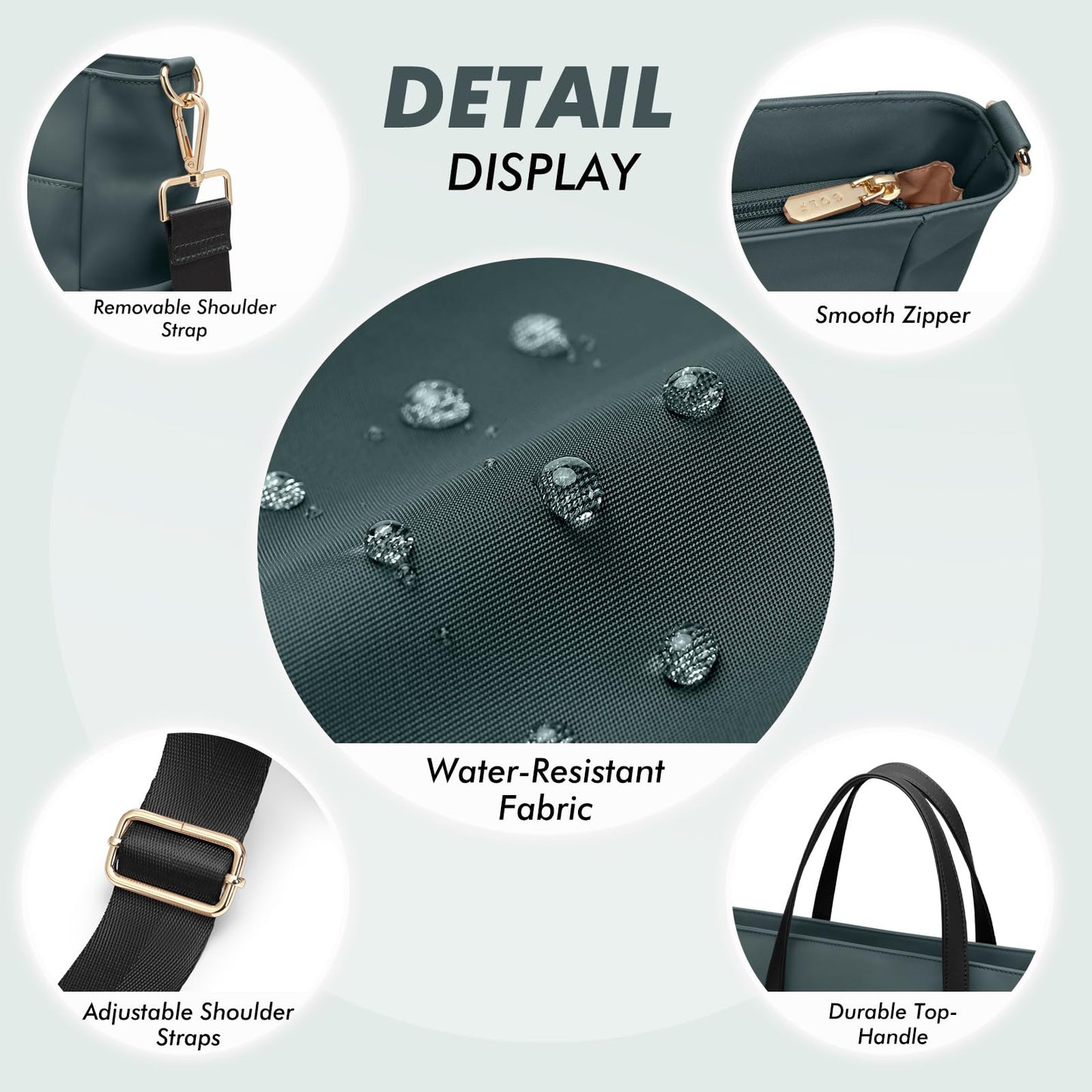 Laptop Tote Bag 15 Inch, Computer Shoulder Bag Large Work Tote Bag for Women, Laptop Carrying Case Stylish Handbag for Business Travel (Atrovirens)