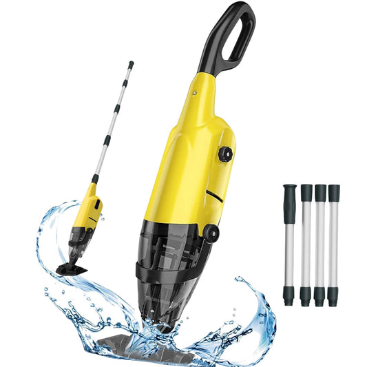 Cordless Pool Vacuum Cleaner for Above Ground Pool & In Ground Rechargeable Pool Vacuum Cleaner - 90 Mins Runtime, with 69" Telescopic Pole, Spa Vacuum for Hot Tub- Fast 3H Charge (Yellow)