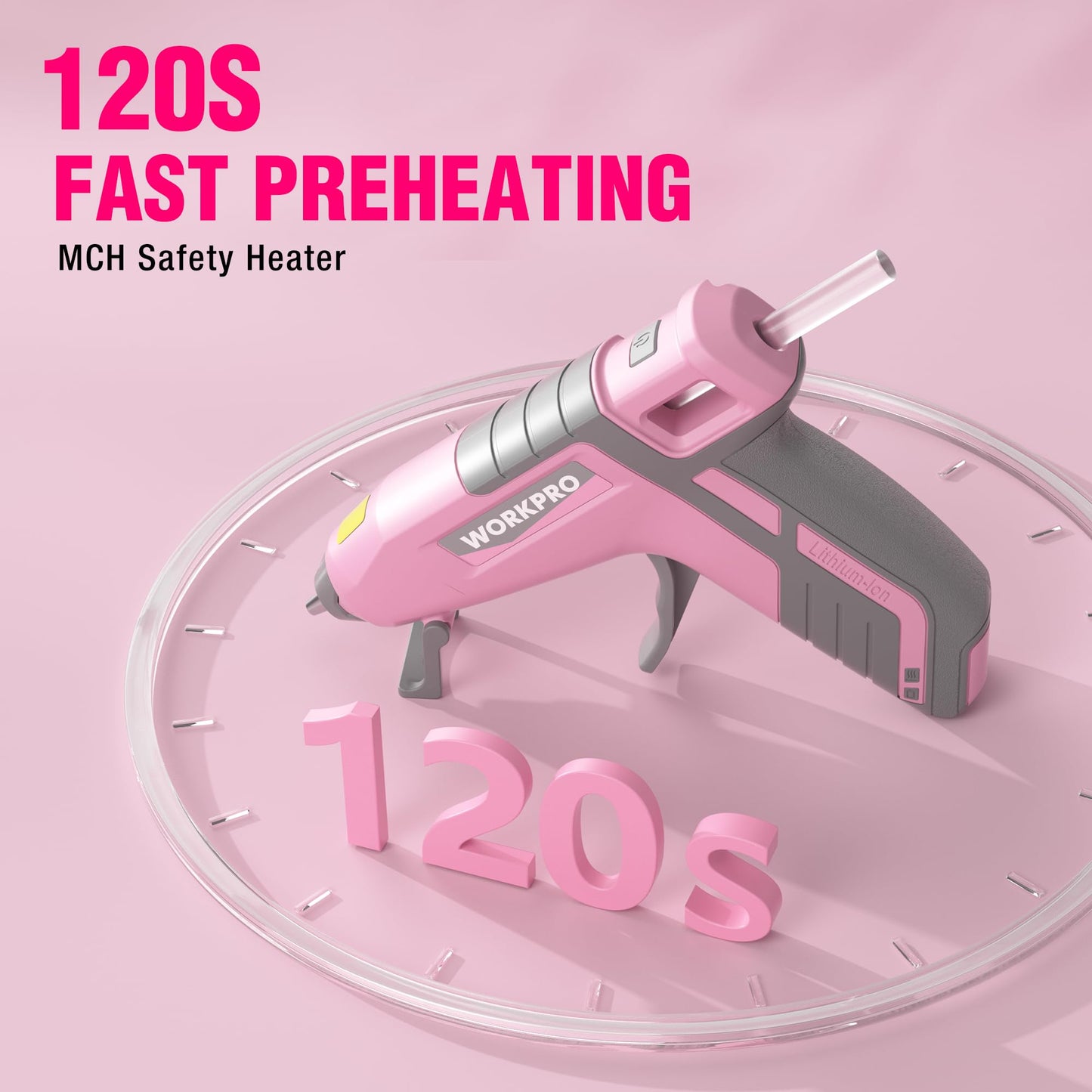 WORKPRO Cordless Hot Glue Gun, Fast Preheating, Smart Power-Off, and USB-C Rechargeable Glue Gun, Less-drip Hot Glue Gun Kit with 20 Pcs Premium Mini Glue Sticks for DIY, Crafting and Arts