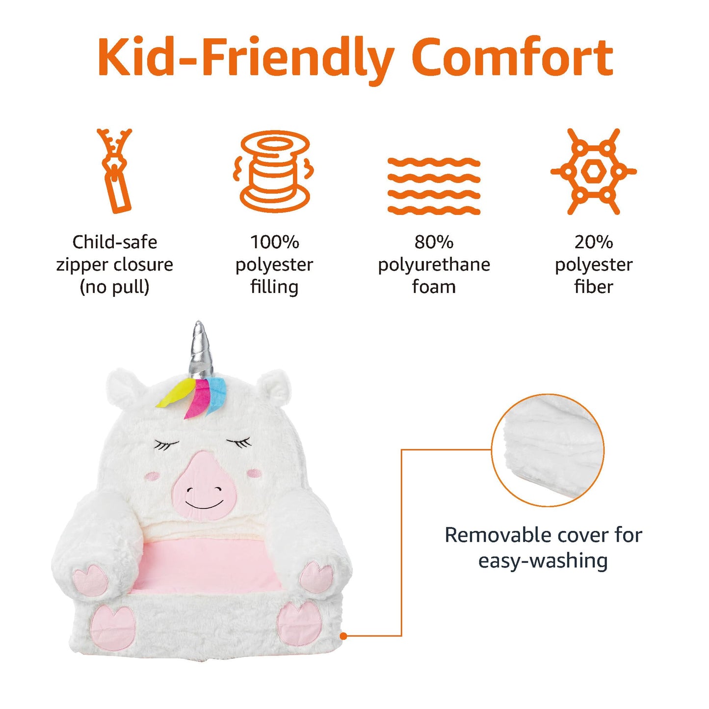 Amazon Basics Children's Plush Chair, Unicorn