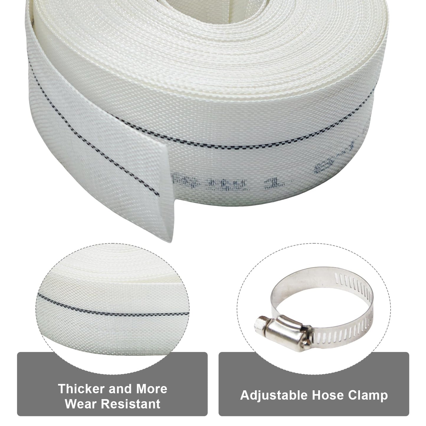 1.5'' x 100 FT Backwash Hose1.5''Inch Fire Hose Pool Backwash Hose 100 ft Pool Drainage Hose for Farm Irrigation Swimming Pool Drainage and Outdoor Garden Lawn