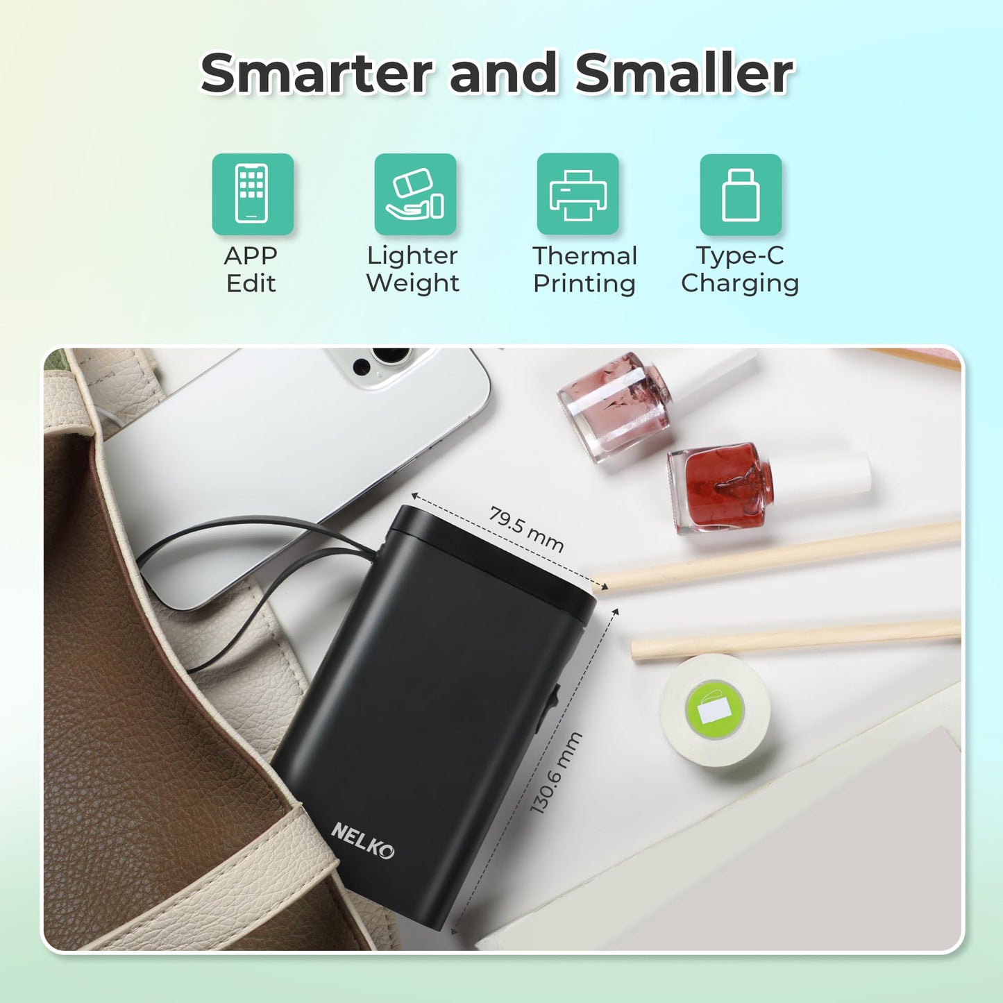 Nelko Label Machine with Tape, Bluetooth P21 Label Printer with 3 Strips and Case, Wireless Mini Labellers with Multiple Models Custom Character Icons for School Office