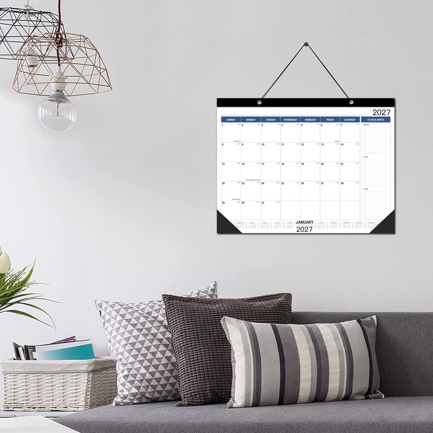 Large Wall Calendar 2026.7-2027.12: Desk Calendar 21.96 x 16.96 Inches,Large Desk Calendar Runs From July 2026 - December 2027 for Home Office Planning and Organizing Family Planner with Notes, Pocket (Simple Style)