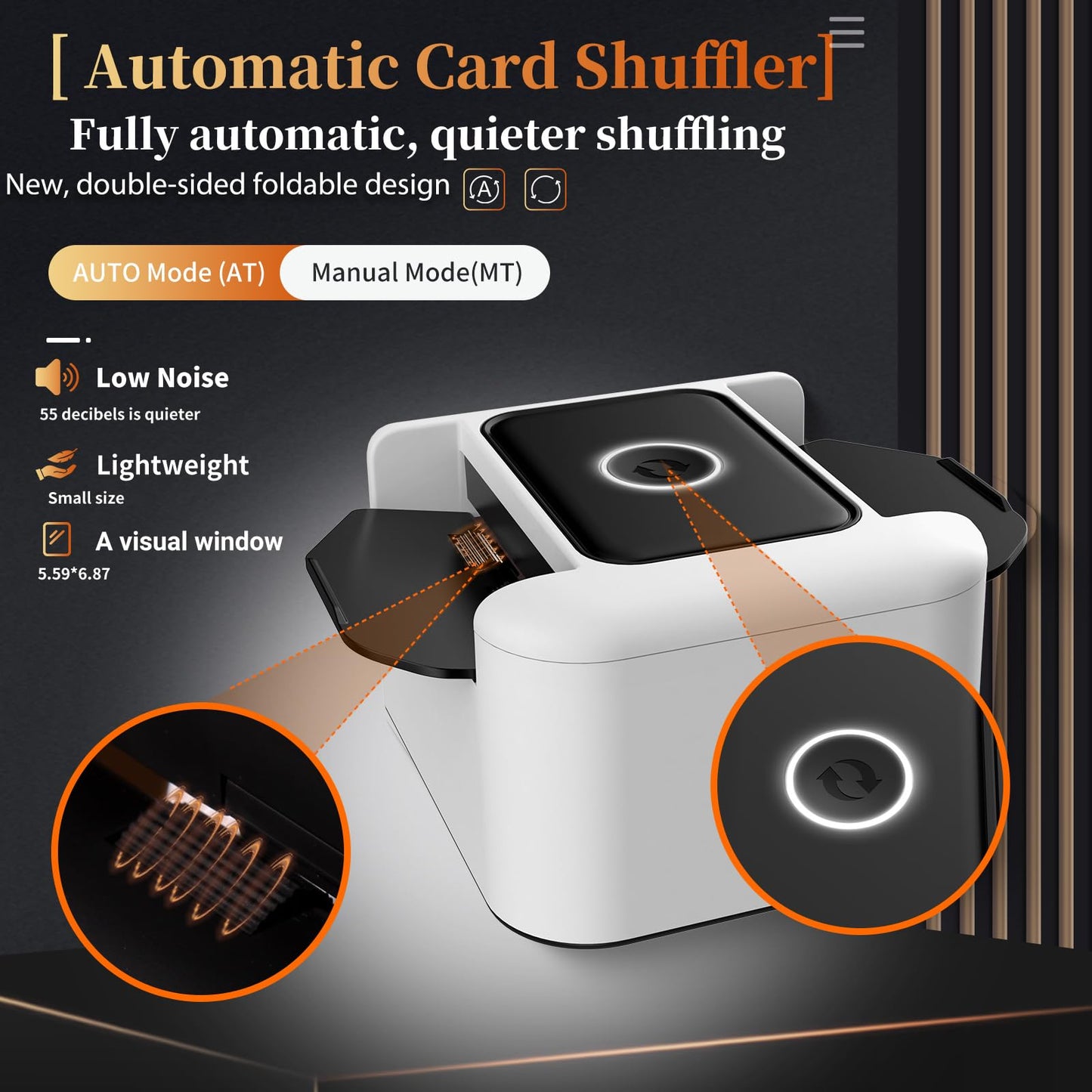 M5 Automatic Card Shuffler Rechargeable 1-2 Deck for UNO Poker Blackjack Skip-Bo etc Card, Low Noise Fast Shuffle, One-Press Auto Electric Shuffling Machine, 2000 mAh USB Charge Card Shuffler (White)