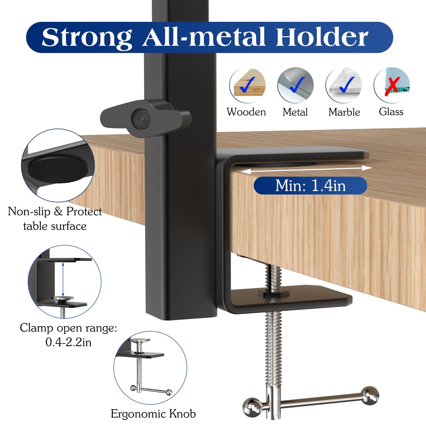 Pawaboo Dog Grooming Table Arm With Clamp, 35" Stand and Free Two No Sit Haunch Holder With Loop, Foldable for Small Medium Pet, Groomer Partner