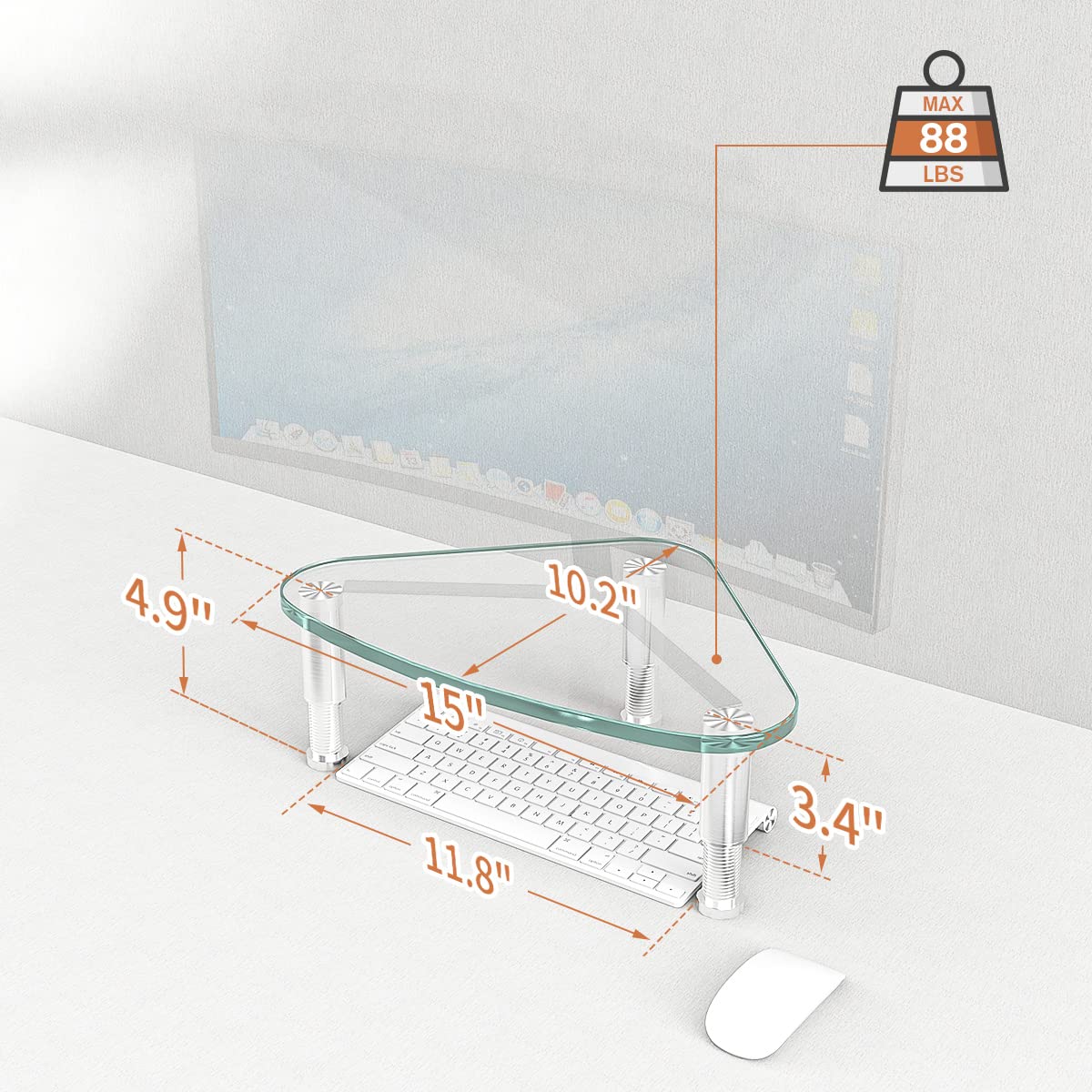 2 Pack Computer Monitor Riser | Triangle Desktop Universal Corner Stand for Computer Monitor & Laptop HD01T-203