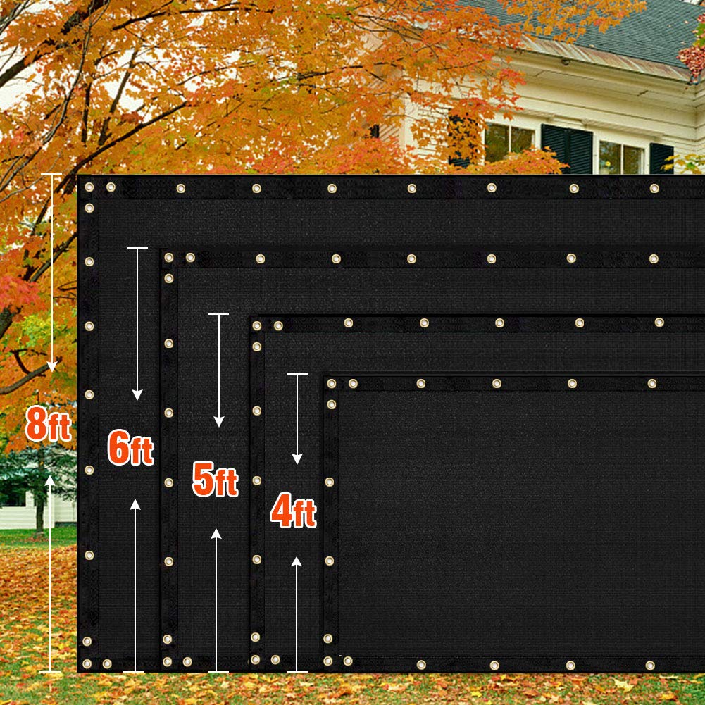iCover 4x50ft (1.2x15.2m) Fence Privacy Screen, Heavy Duty Privacy Fence Screen, Outdoor Shade Cloth Mesh Barrier, Cable Zip Ties Included, Black