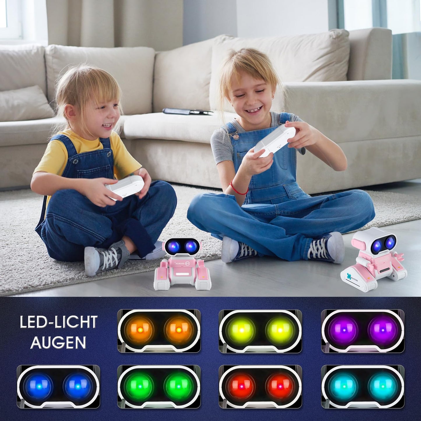 Winthai Robots Toys for Kids with Colorful LED Pink, Remote Control Robot Toy with LED Eyes, Flexible Head & Arms, Dance Moves and Music Toys for Kids Boys/Girls, for 3-12 Year Toddler Kid Children