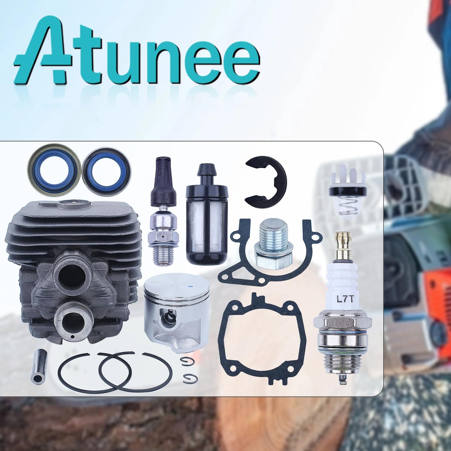 Atunee 50mm Cylinder Piston Gaskets Kit Fit for Stihl TS410 TS420 TS 410 420 Cut-Off Saw with Decompression Valve Spark Plug Replace 4238 020 1202