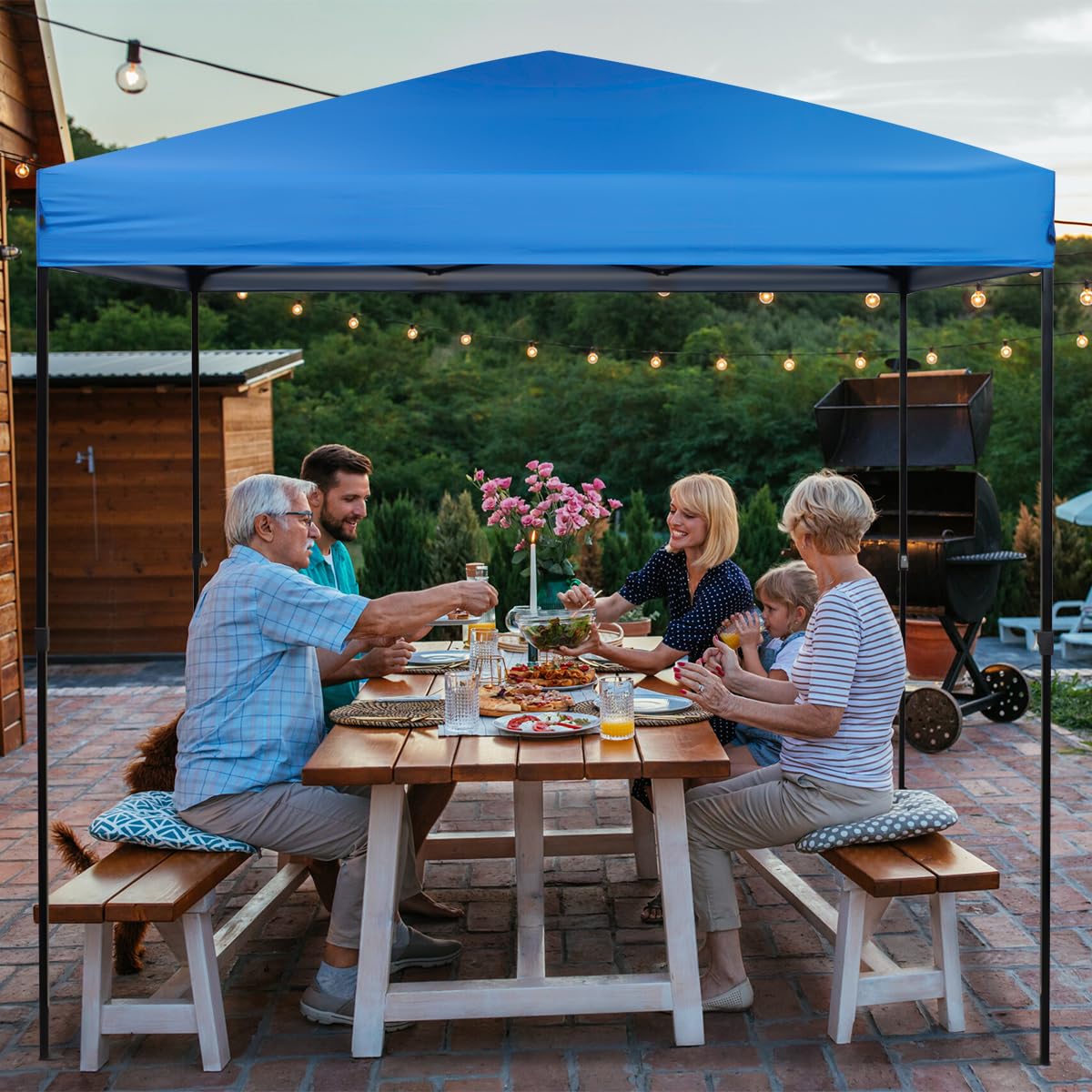 10x10 Canopy Replacement Top for Straight Leg, Pop-up Canopy Tent Replacement Cover, Waterproof Instant Canopy Top Cover with Rope for Garden, Picnic, Camping(Blue)