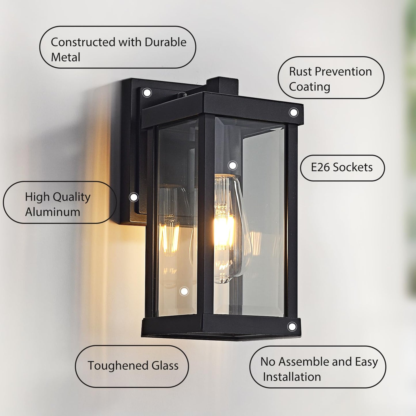 Black Outside Lights for House 11" H Outdoor Wall Sconce Waterproof Exterior Light Fixtures for Garage, Doorway, Porch, Patio