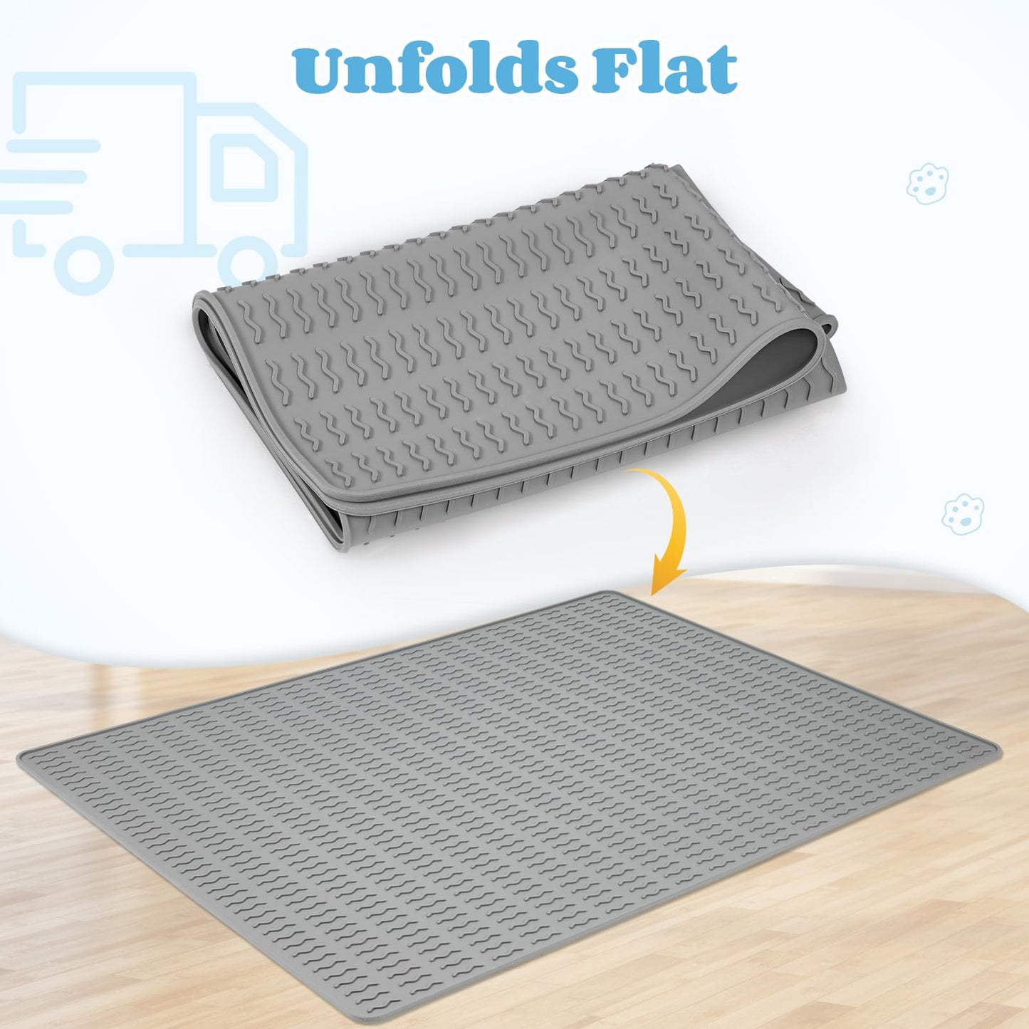 Colewin Cat Litter Mat,120x89cm Extra Large Litter Mats Silicone,Waterproof Floor Litter Box Mat Indoor,Jumbo Washable Cats Litter Mat Litter Trapping Mat Easy Clean XXL(Grey)