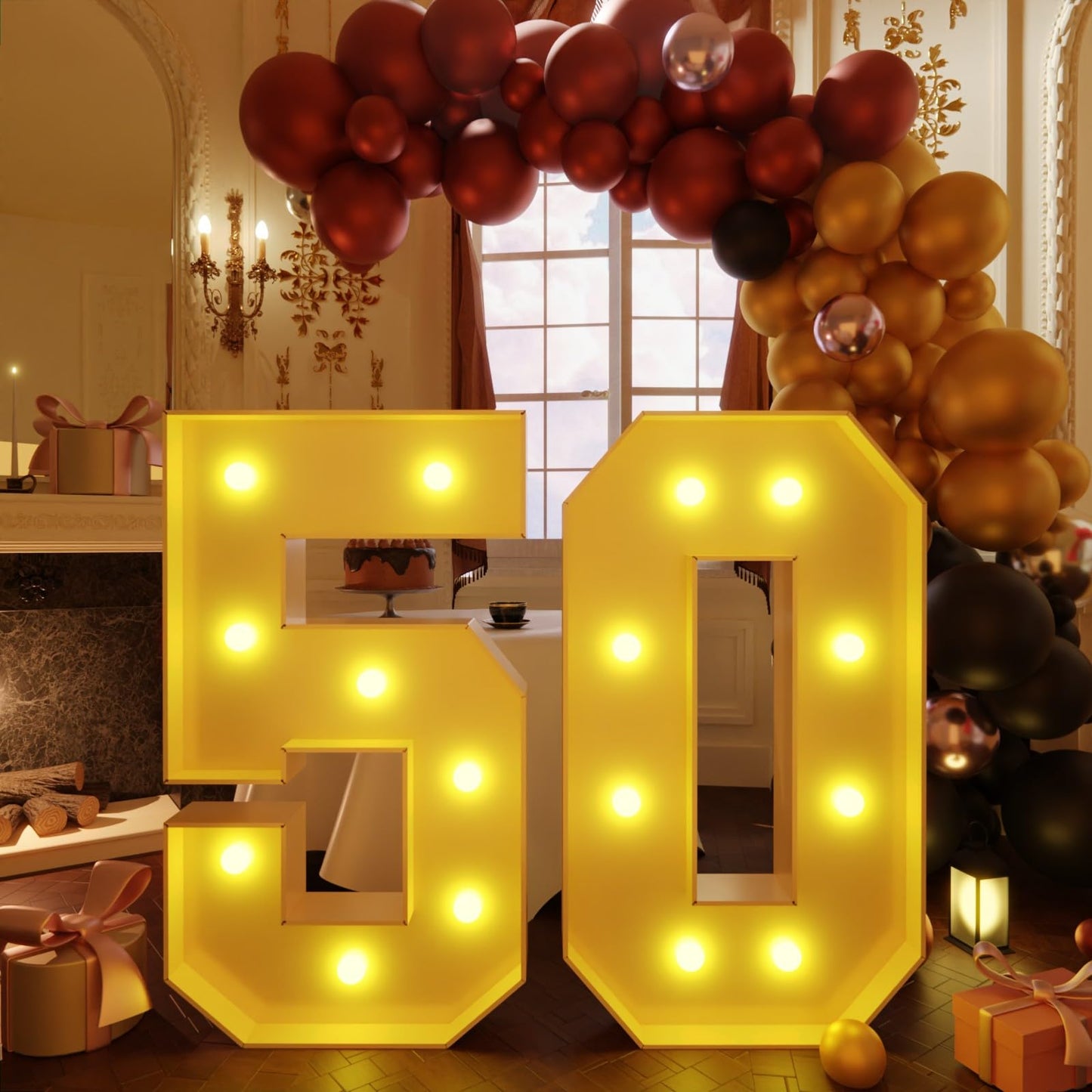 imprsv Large 50th Birthday Decorations for Women Men, 3FT Marquee Numbers 50 for Party Decor
