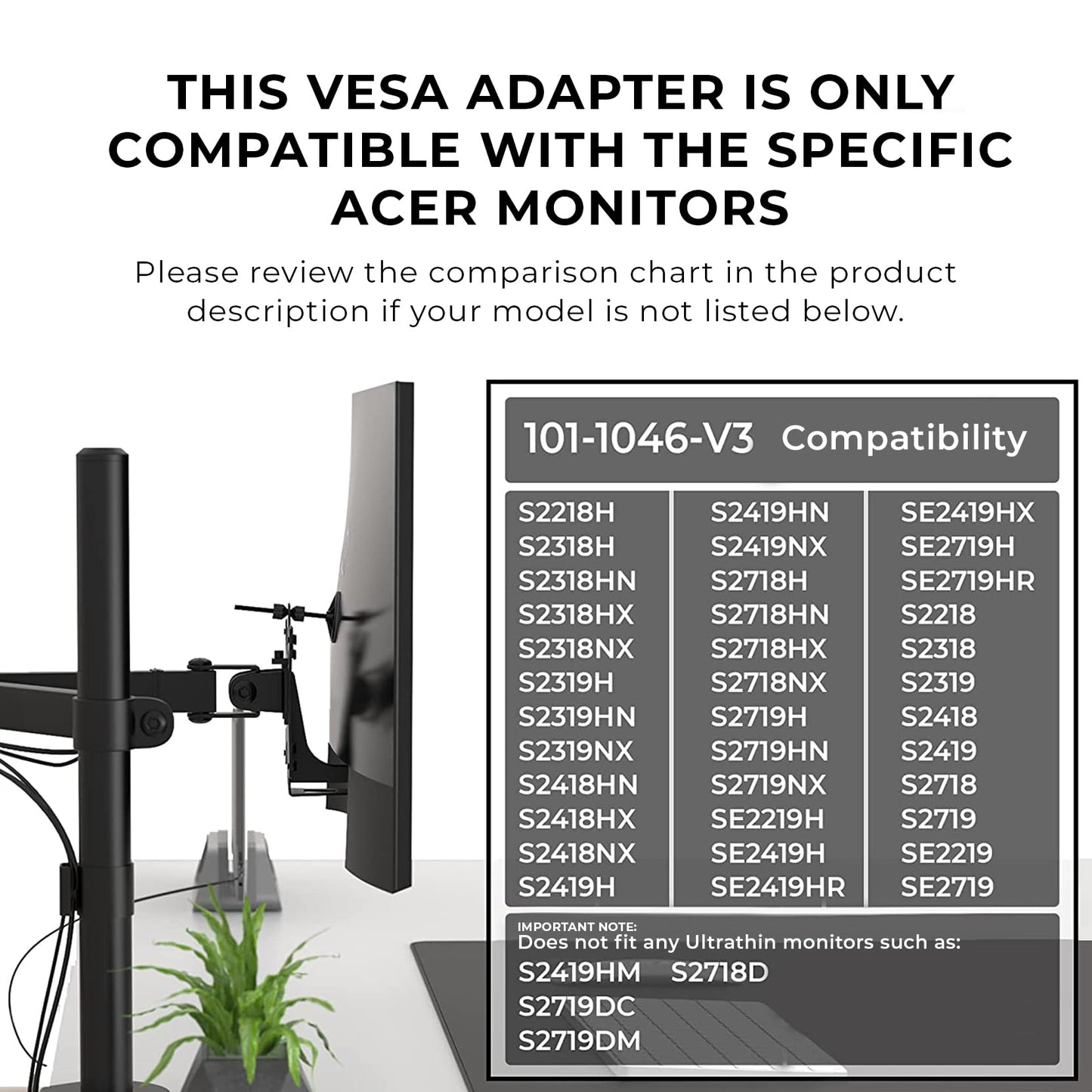 HumanCentric VESA Mount Adapter Compatible with Dell Monitors S2318H, S2318HN, S2318HX, S2318NX, S2319H, S2319HN, S2218H, S2319NX, S2418HN, S2418HX, S2418NX, S2419H, S2419HN, S2419NX and More