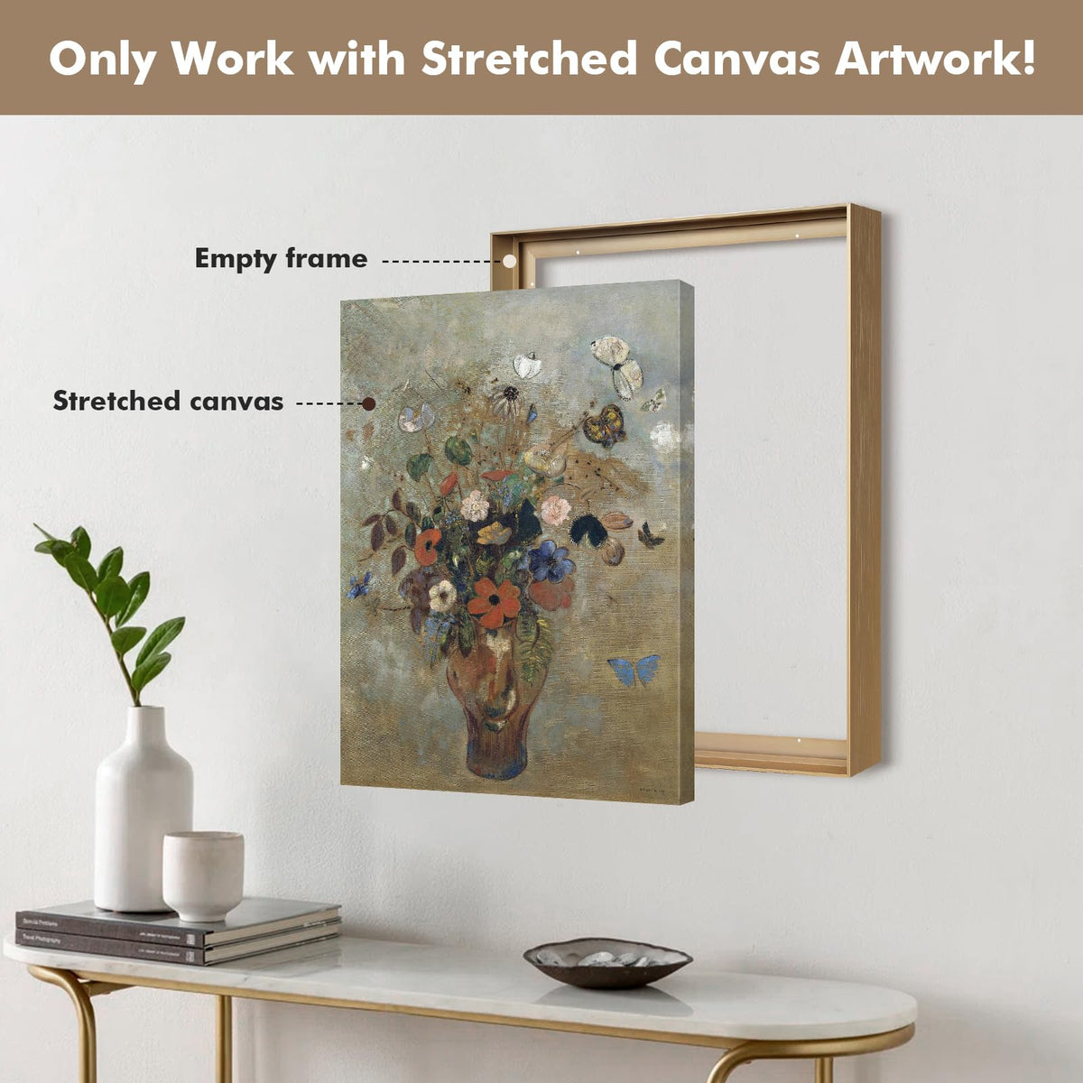 FOLKOR Canvas Floater Frame for 16x20 Oil Paintings, DIY Metal Canvas Floating Frame with 1.5 Inch Deep for Art Prints Artwork Landscape Portrait Living Room Wall Decor (Bronze)