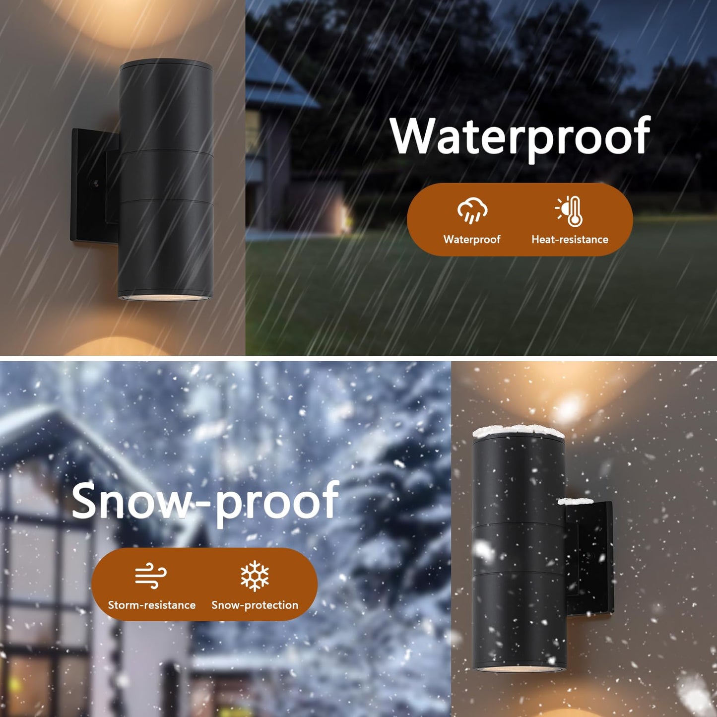 4 Pack 8.66 inch Modern Exterior Light Fixtures Outdoor Wall Light Porch Light Fixture,Modern Exterior Light Fixture, Anti-Rust Outdoor Sconce for Front House,Black Up and Down Lights Outdoor.