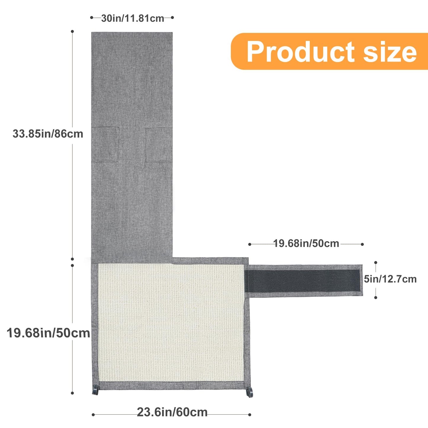 Uross Natural Sisal Cat Couch Protector Cat Scratch Furniture Protector- Couch Protector from Cat Claws, Anti Couch Corner Sofa Protectors Furniture Scratch Guards for Cats - Right