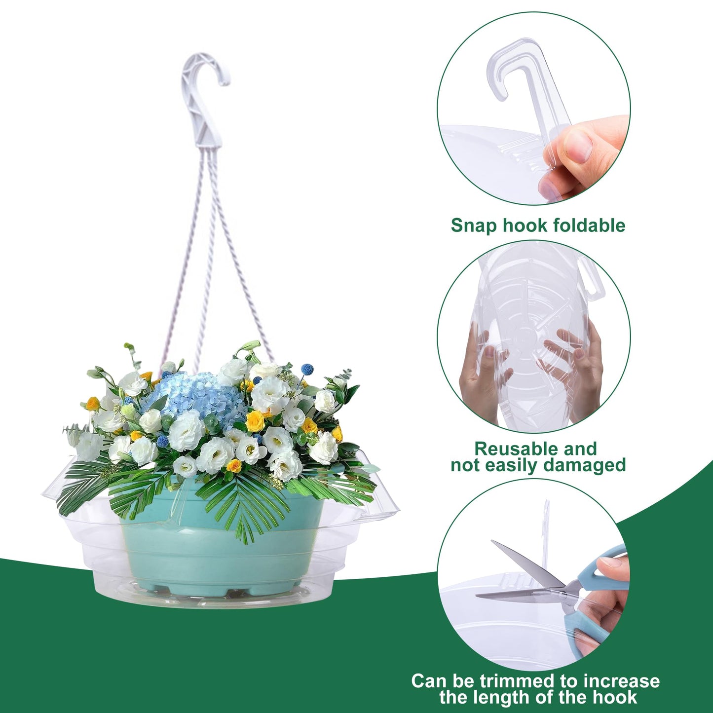 Adnee 12 Pcs 12 Inch Hanging Plant Water Catcher-Clear Plastics Plant Water Catcher Tray-Hanging Plant Saucers Drip Pans for Indoor Outdoor Hanging Basket Flower Pot