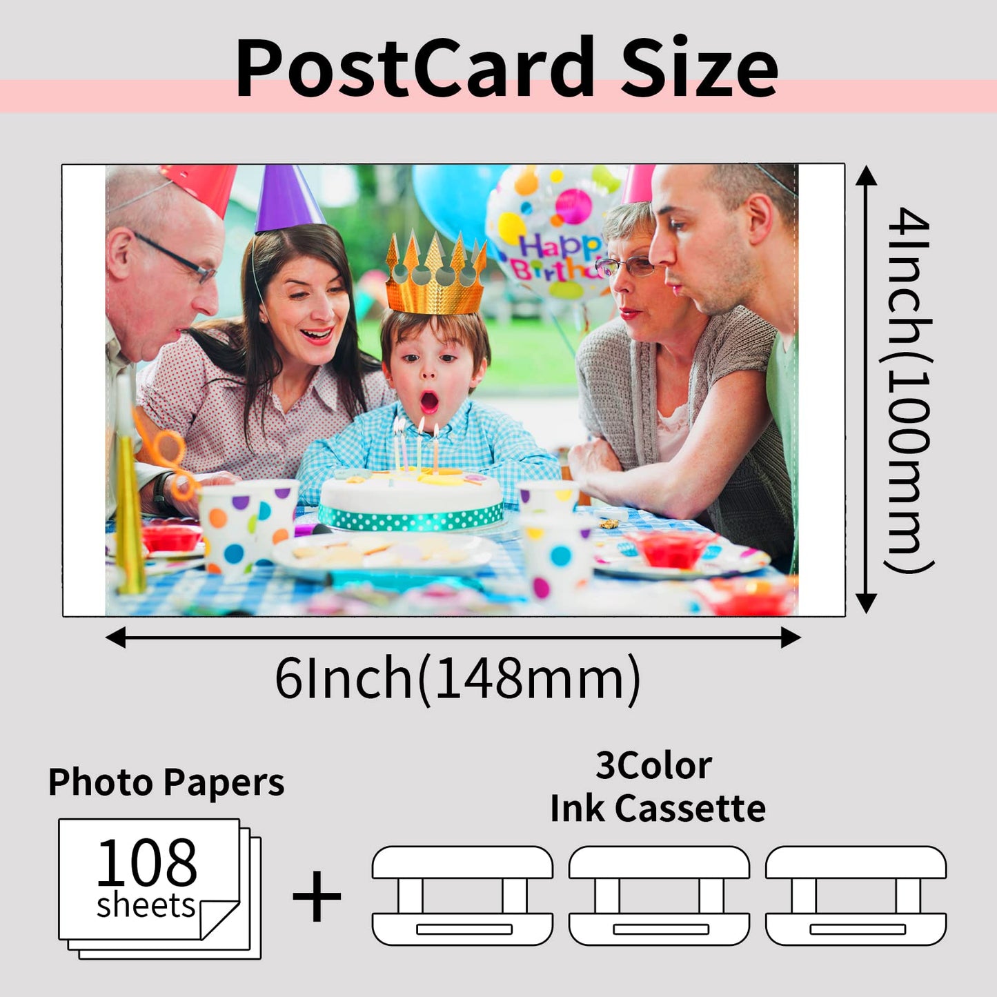 Compatible for Canon Selphy CP1500 CP1300 Paper and Ink 4x6'' Postcard Size