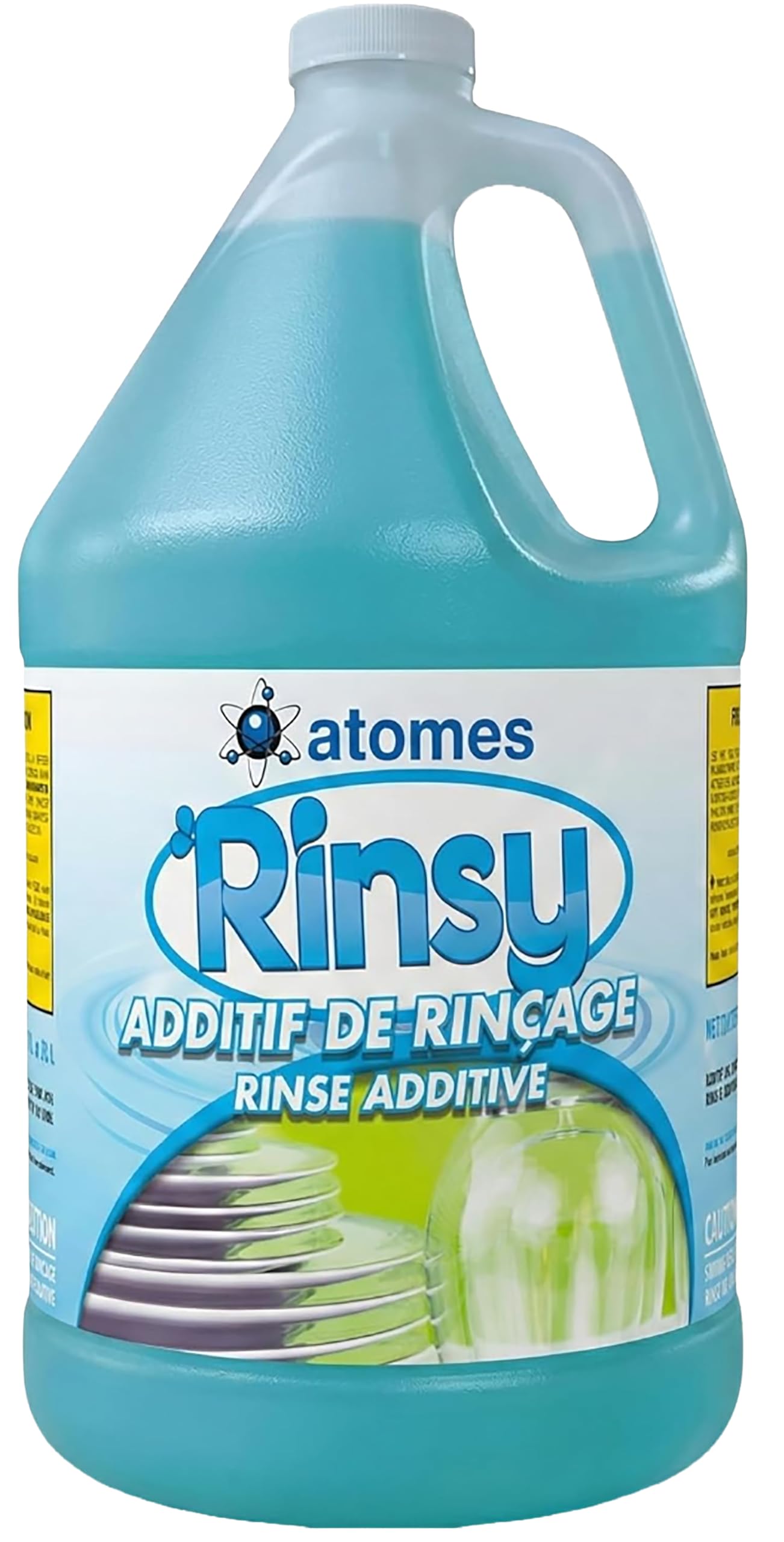 atoms-Bio RINSY Commercial Dishwasher Rinse Aid 1258 Loads Concentrated Spot Free Streak Free Drying Made in Canada 3.78 L