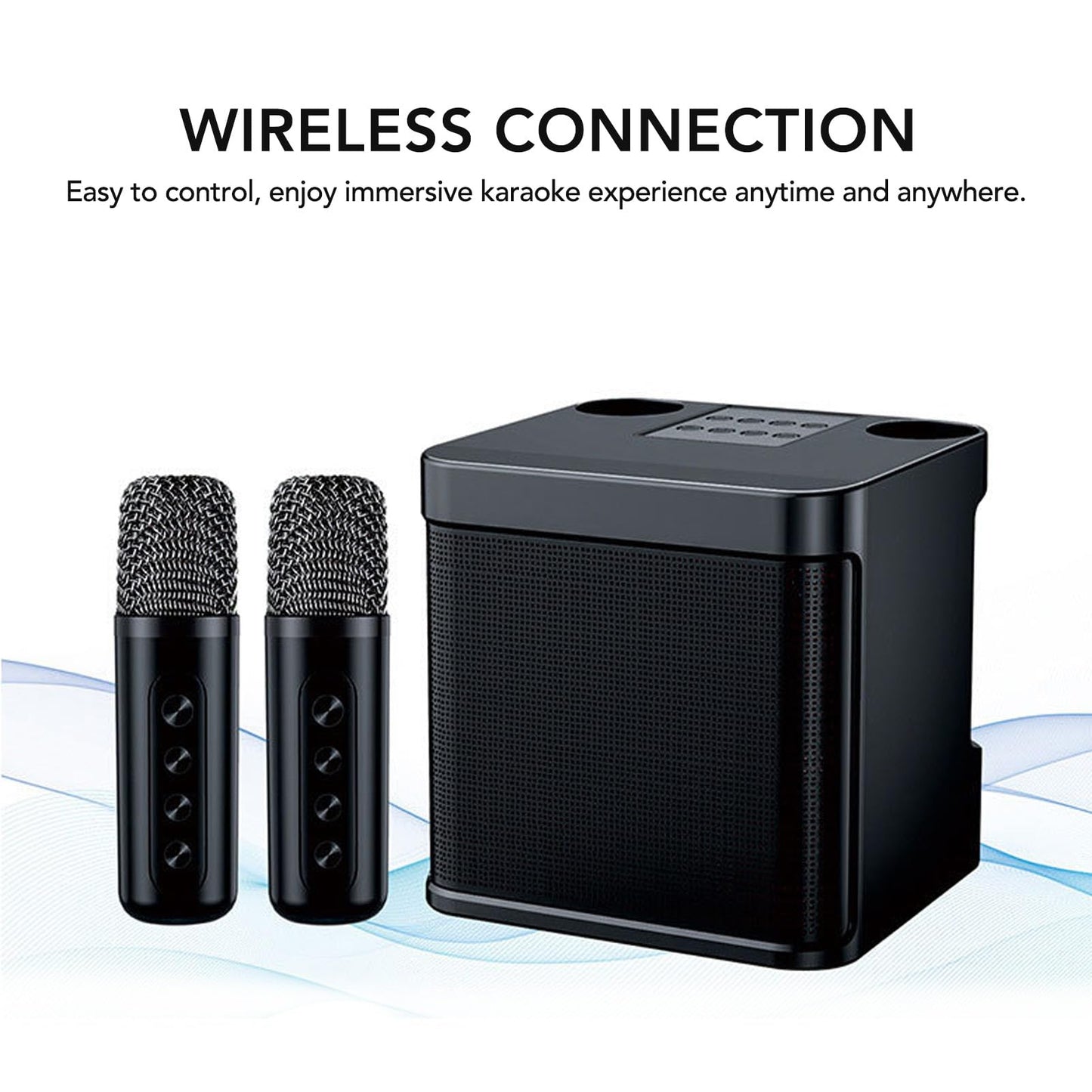 Generic Portable Karaoke Machine with Two Cordless Microphones, Mini Karaoke Machines for Adults & Kids, Supports for TF Card/USB and AUX in, for Smartphones Tablets