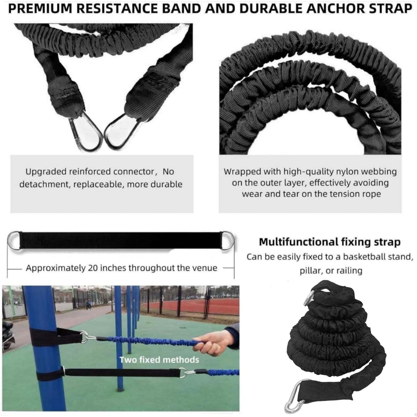 Speed Training Equipment, Resistance Bungee Band Multi-Sport Resistance Training Kit Improve Speed Fitness Agility Power Speed Strength Vertical Jumping Basketball Tennis Football