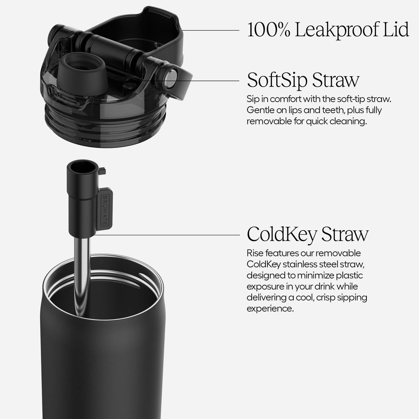 BrüMate Rise 35oz Water Bottle With Covered Silicone Straw | 100% Leakproof Insulated Water Bottle | Soft Sip Silicone Spout | Made of Stainless Steel | 35oz (Onyx Leopard)