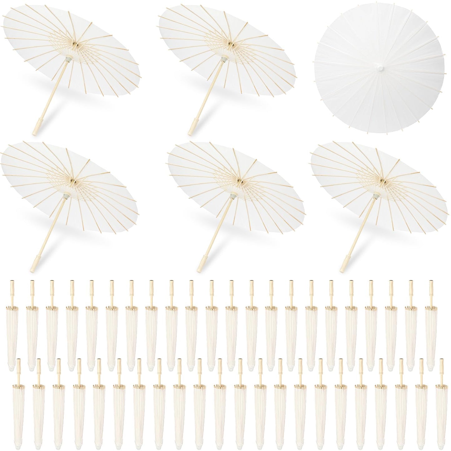 SAYAYA 6 Pack 23.6 Inch Small White Paper Umbrellas Chinese Japanese Parasol Paper Decorative Umbrellas DIY Oiled Painting Parasol for Weddings Bridal Showers Crafts Photography Party Decor