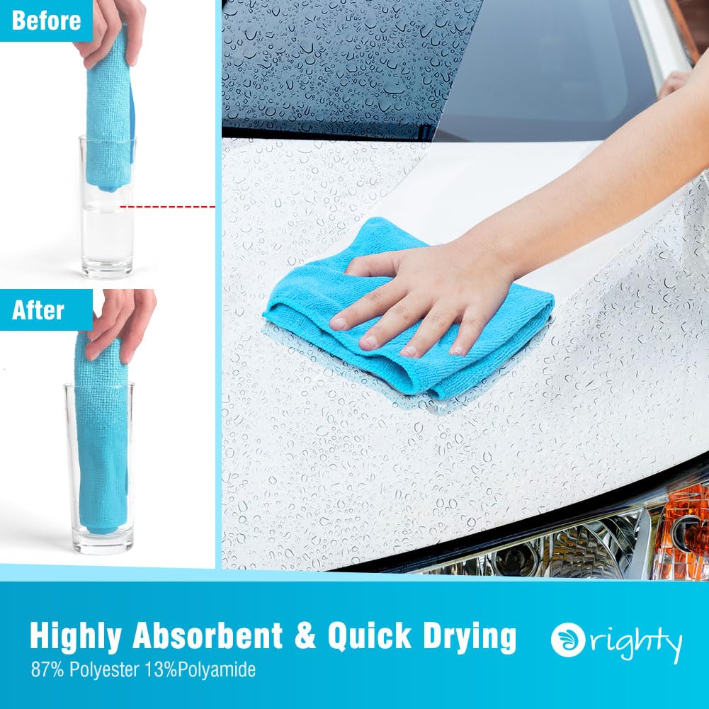 Orighty Microfiber Cleaning Cloths, Pack of 120, Highly Absorbent Cleaning Supplies, Lint Free Cloths for Multiple-use, Powerful Dust Removal Cleaning Rags for House, Kitchen, Car Care(12x12 inch)