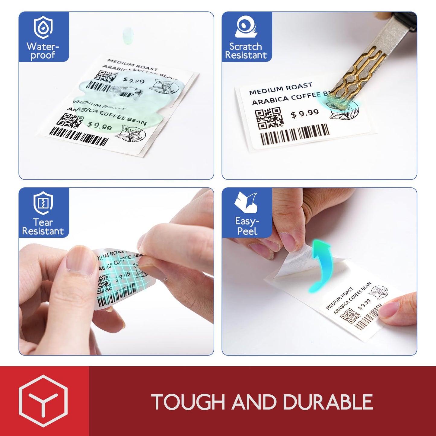 [6x230 pcs] Phomemo Labels Square Series, 1.57''x1.18'' (40x30mm) M110/ M220/ M221/ M120/ M200 Labels, White, 230 Labels/Roll, 6 Rolls, Multi-Purpose Adhesive Thermal Phomemo Original Labels