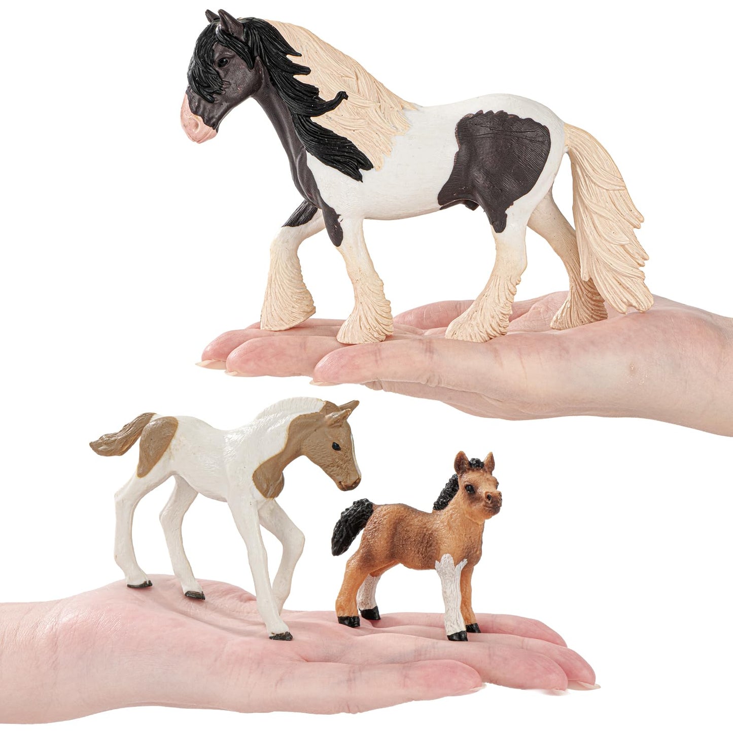 THINKBAY 35 PCS Horses Toys Set for Kids, Solid Realistic Horse Stable Playset Barn Toys for Girls, Ideal Birthday Farm Animals Gift for Toddlers