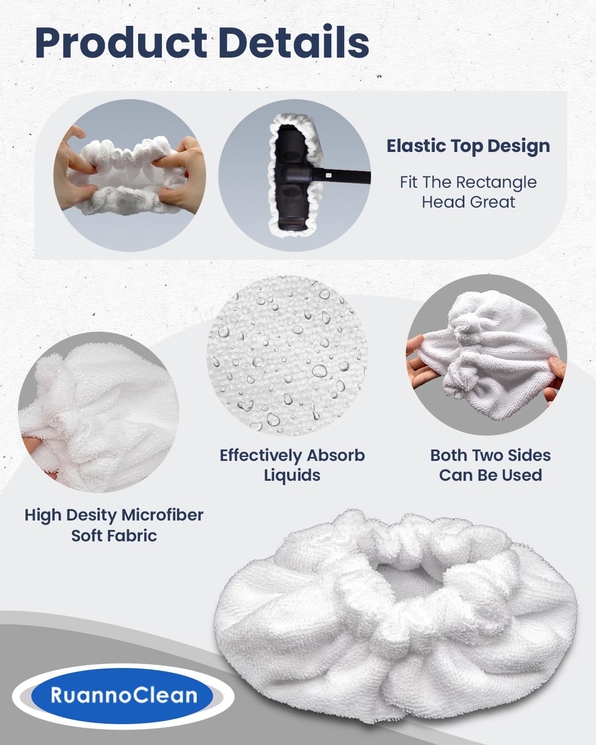 Steam Cleaner Accessories, Large Bonnets Rectangle Compatible with Dupray Neat Steam Cleaner, Reusable Steam Mop Pads Microfiber Bonnet Steam Cleaning Pads (Double-Layer) -6 Pack