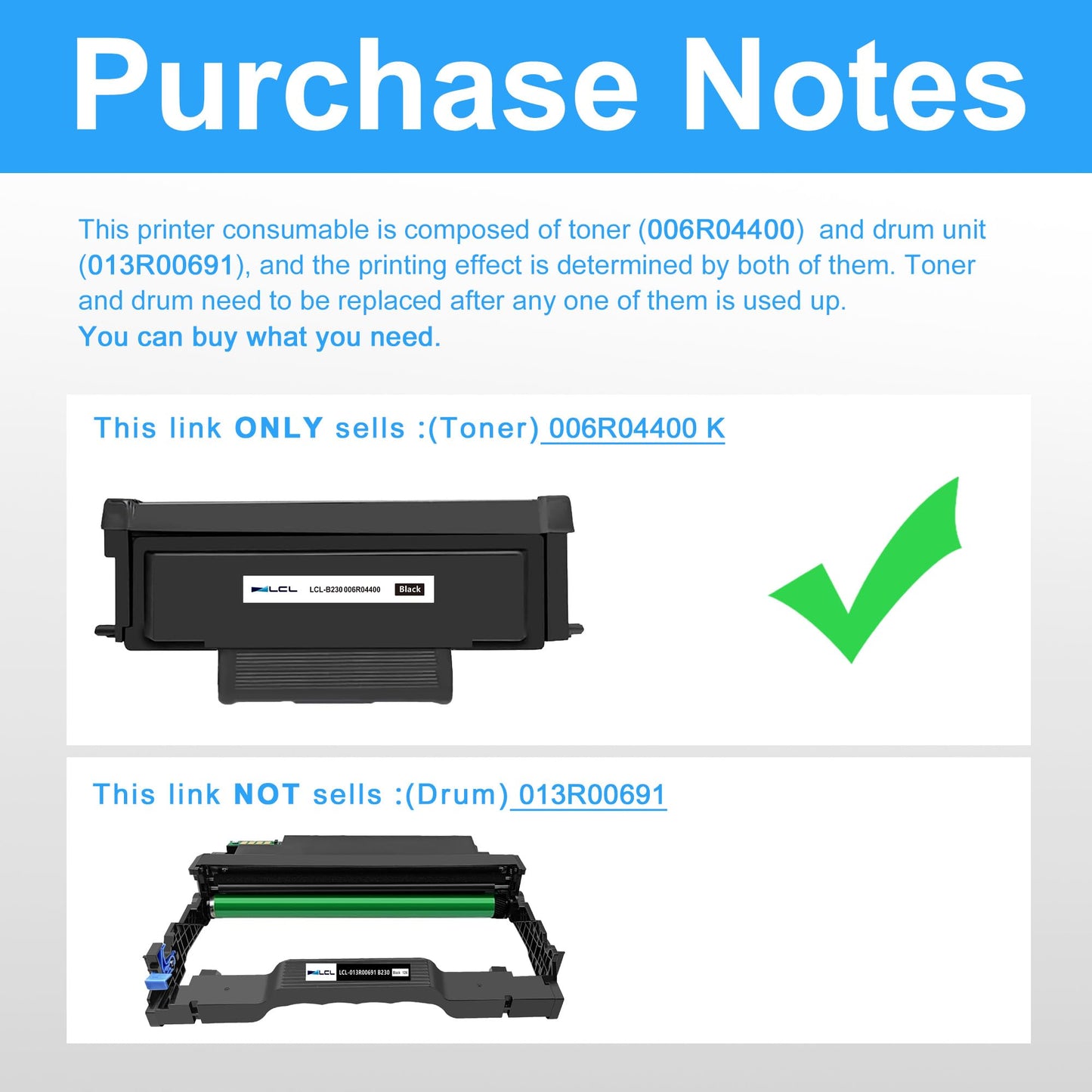 LCL 006R04400 Toner Cartridge High Capacity 3000 Pages Compatible with Xerox 006R04399 006R04400 for B225DNI B230DNI B235DNI B225 B230 B235 (1-Pack,Black)