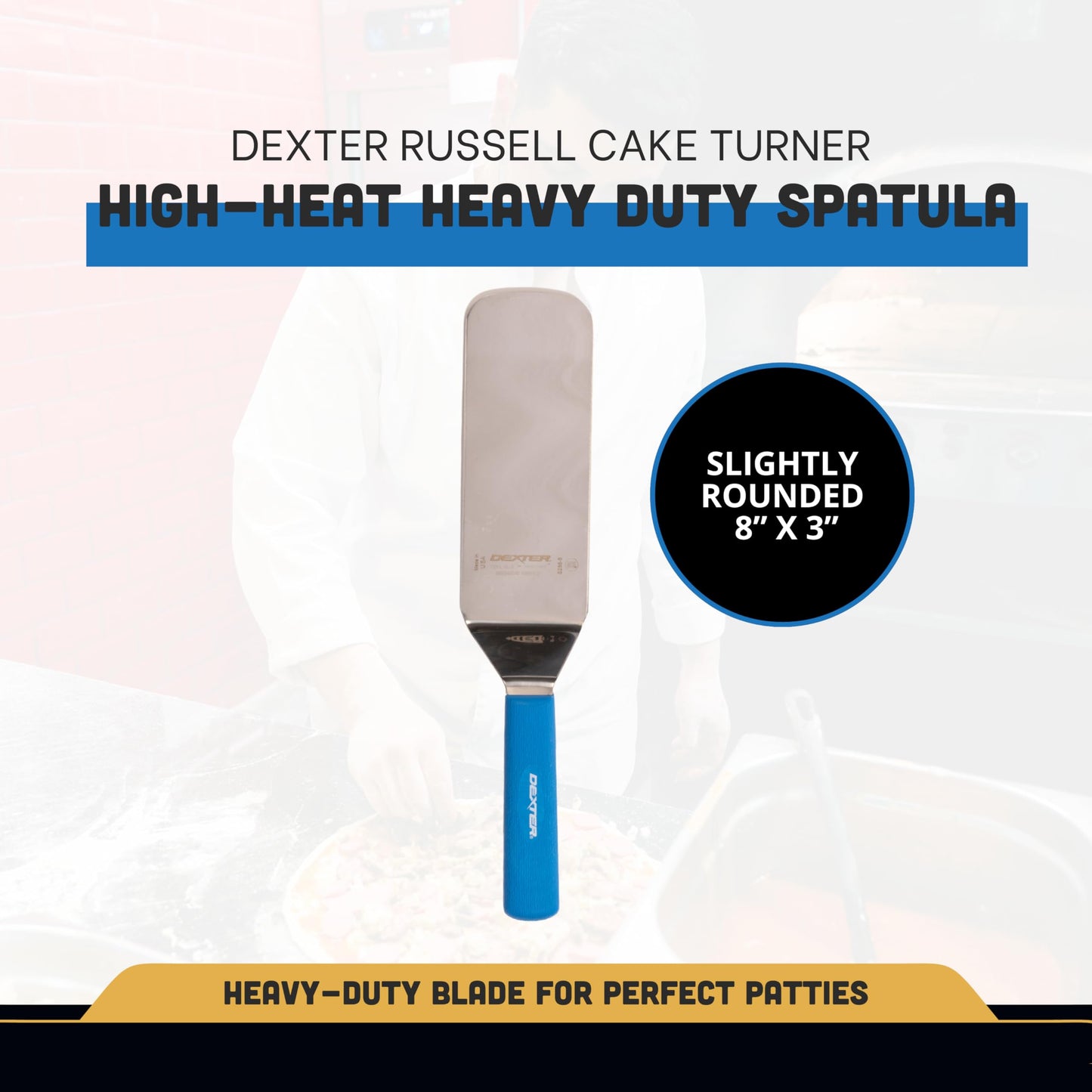Dexter-Russell S286-8H-PCP Sani Safe Cake Turner 8” x 3”, High Heat Blue